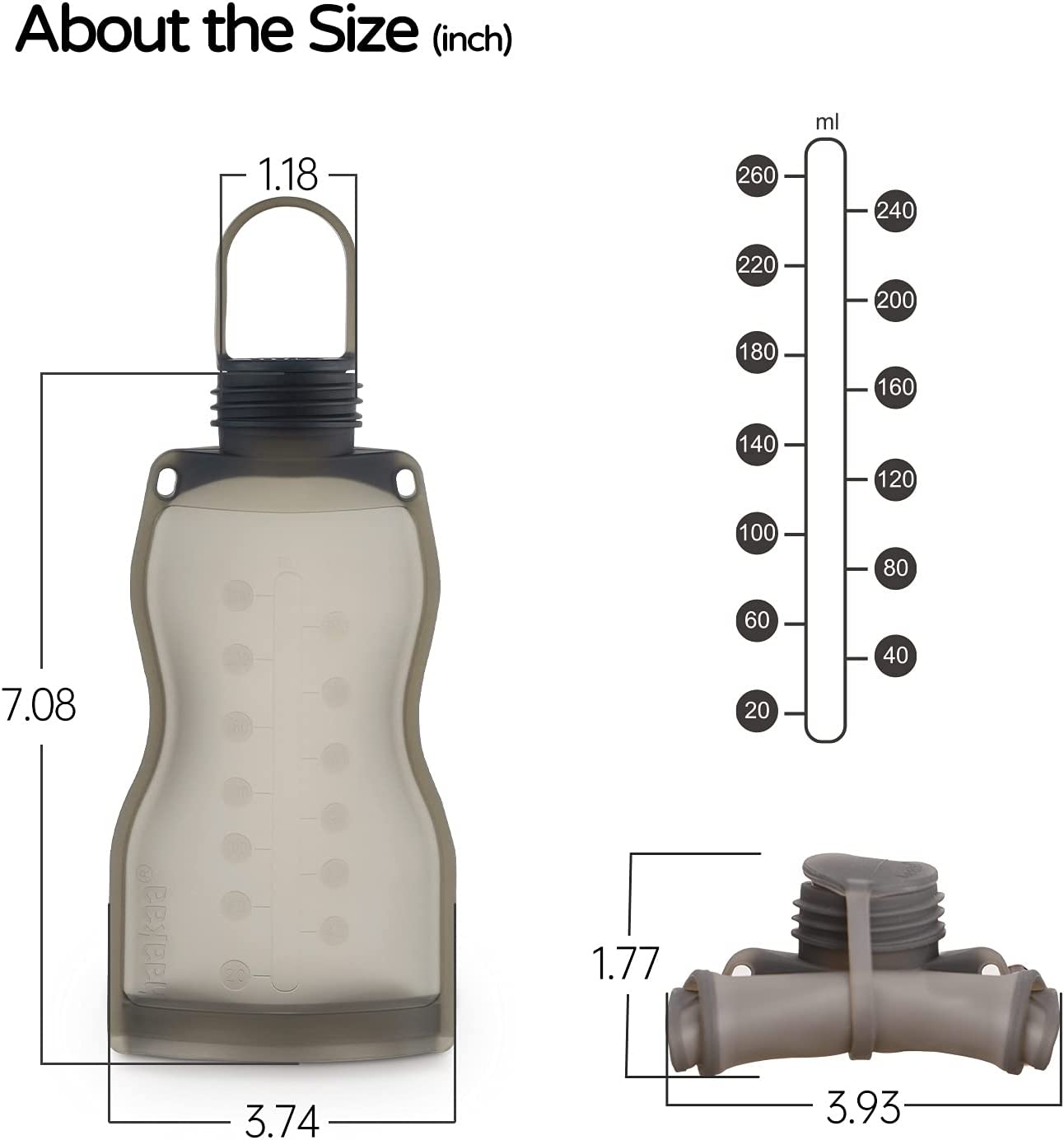 Haakaa Silicone Milk Storage Bag,Reusable Breast Milk Bags for Breastfeeding,Food Grade Silicone,Bpa Free,9 Oz/260 Ml，5Pack image number 4