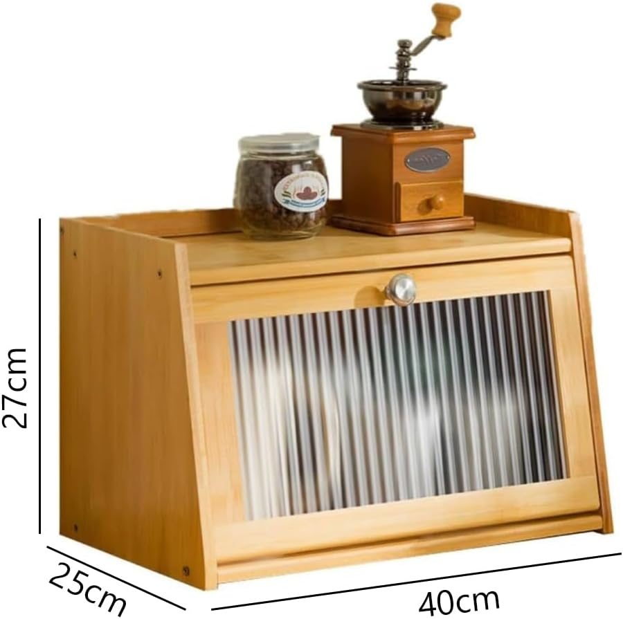 TOMVAES 2-Layer Bamboo Storage Cabinet, Countertop Kitchen Storage Cupboard, Tea & Coffee Bar, 40X25X27 Cm image number 5