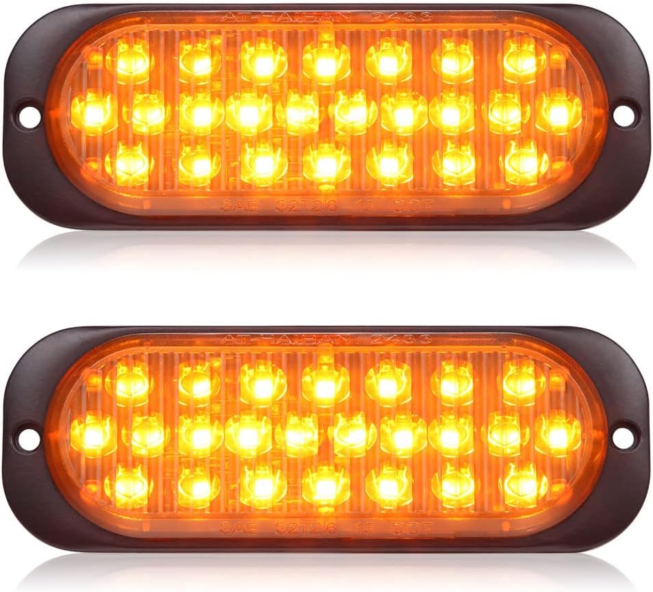 AT-HAIHAN Pack of 2 Aluminum Housing Red LED Trailer Stop Brake Turn Tail Lights, DOT Compliant Waterproof Surface Mount Lighting for Truck Tractor Jeep RV