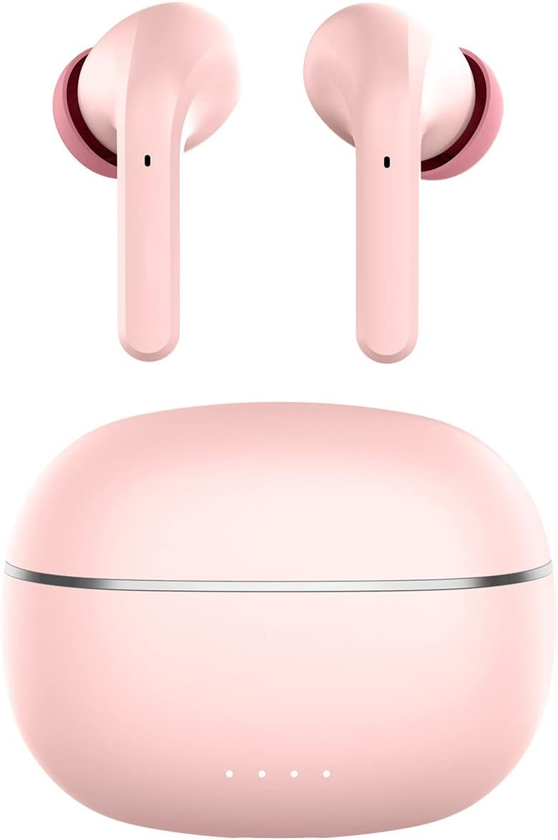 FOREVER Bluetooth Wireless Headphones 5.3 Modes ANC TWE-210 EARP with Charging Case Microphone, Control, LED Indicators In-Ear Headphones (Rose)