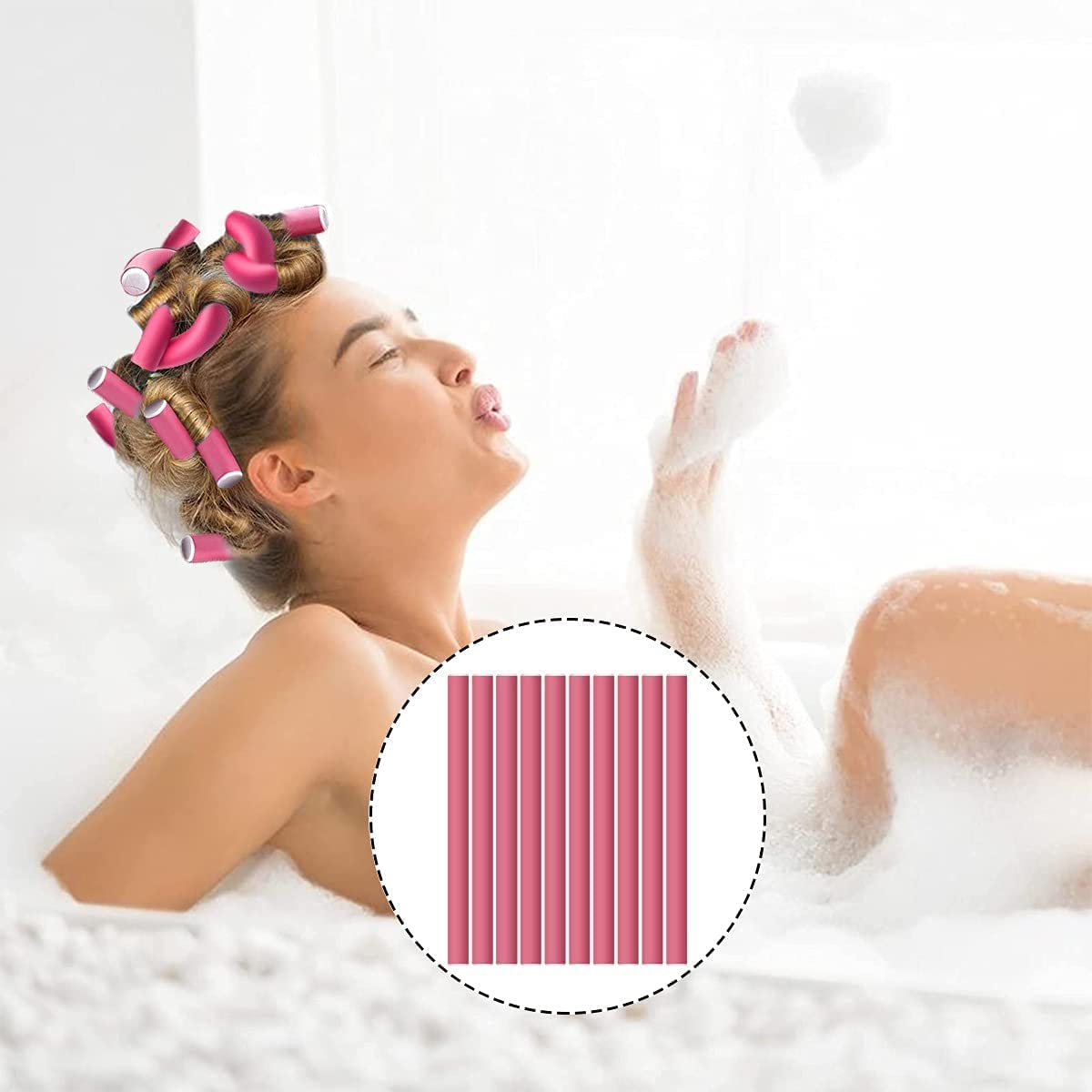 10Pcs Twist Foam Hair Rollers, Flexible Foam Curling Rods, No Heat Flexible Twist Foam Curling Rods Hair Curlers, Soft Bendy Twist Sponge Heatless Curls Rods image number 1