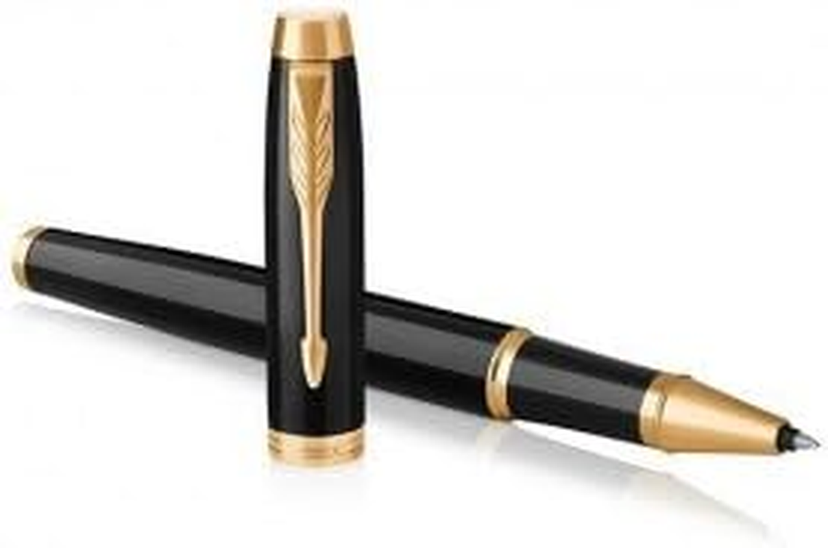 Parker IM Rollerball Pen, Black Lacquer Chrome Trim with Fine Point Black Ink Refill, Gift Box (1931658)