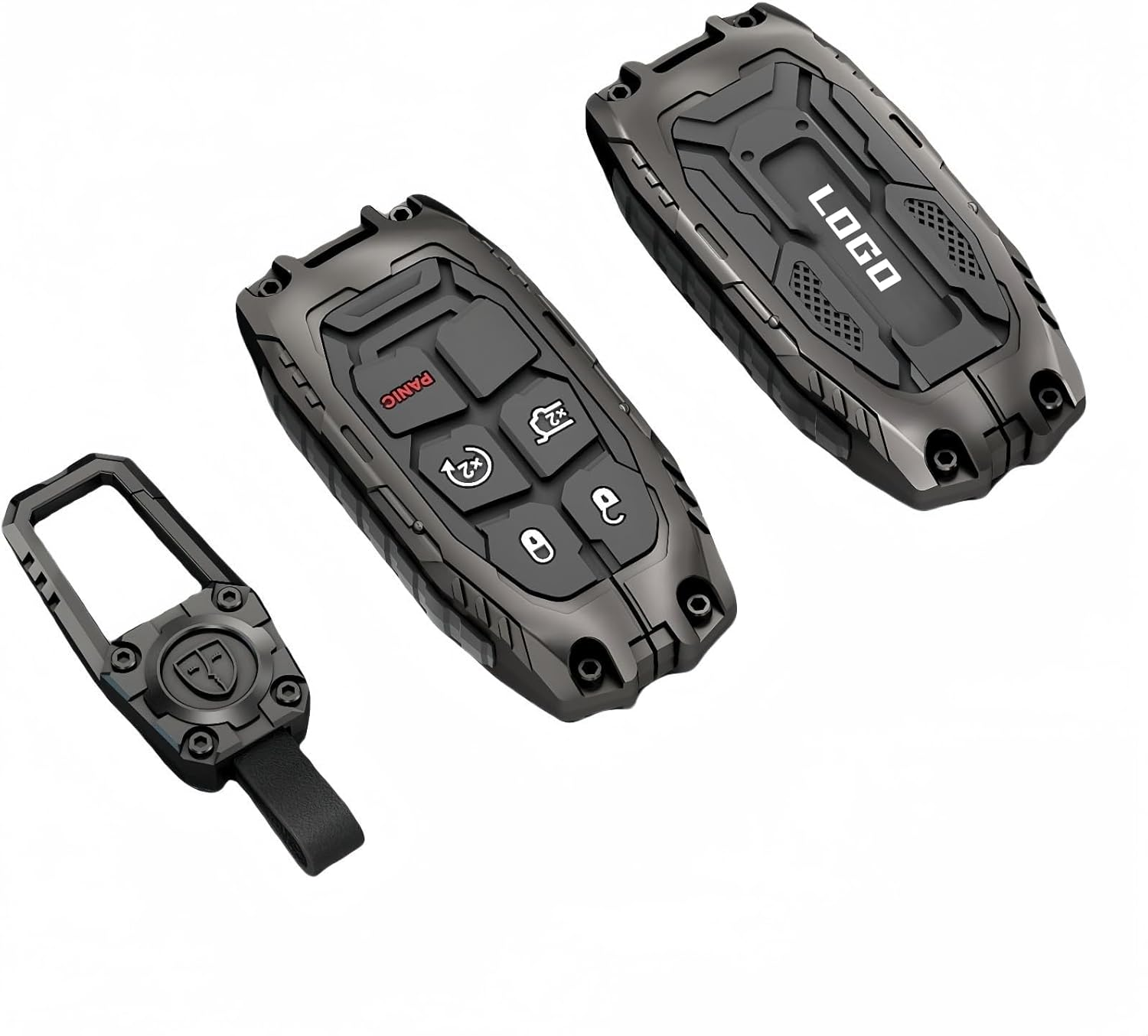 Heavy Zinc Alloy Key Fob Cover, Keychain, Key Case, Accessories Compatible with Jeep Dodge image number 1