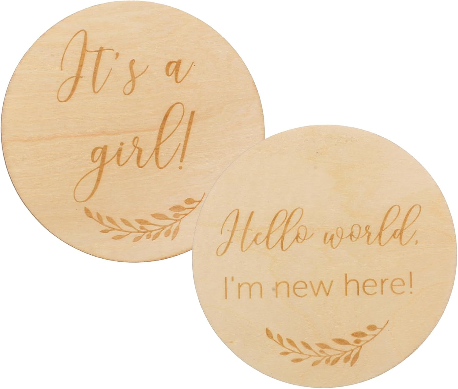 ERINGOGO Baby Growth Celebration Cards 2Pcs Wooden Baby Milestone Discs Newborn Photo Props Creative round Commemorative Cards for Newborns 10Cm Diameter