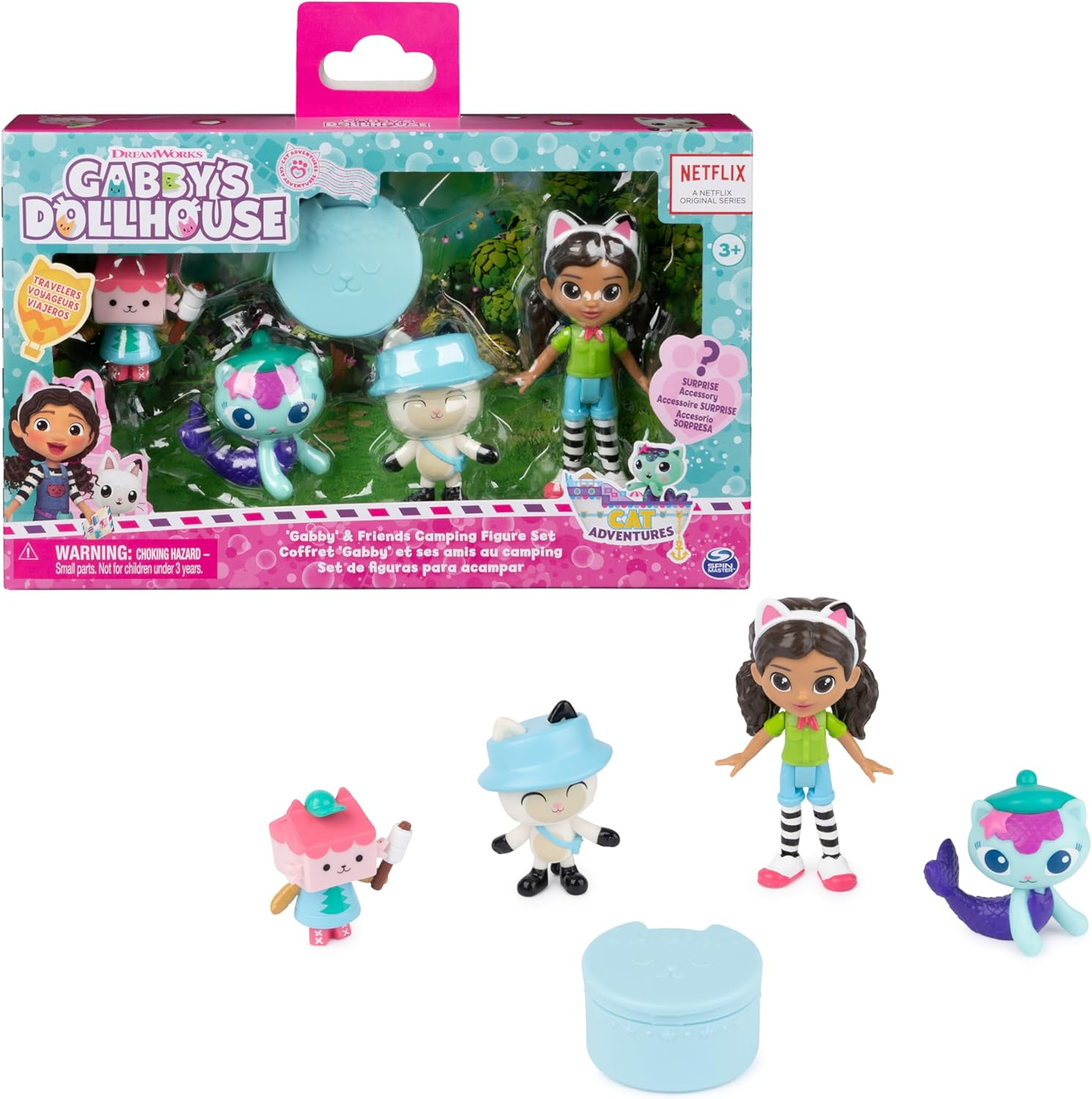 Gabby'S Dollhouse, Dreamworks, Campfire Gift Pack with Gabby Girl, Pandy Paws, Baby Box & Mercat Toy Figures, Collectible Kids Toys for Girls & Boys 3+