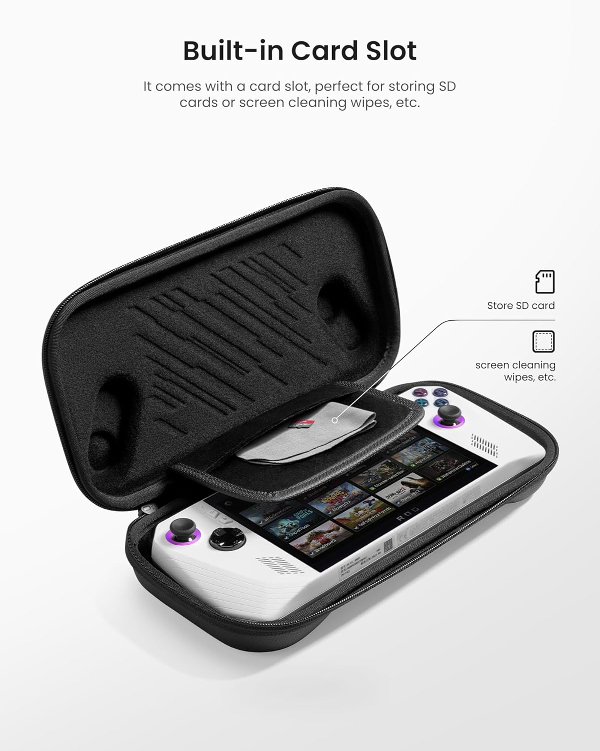 Tomtoc Protective Case Compatible with ROG Ally Handheld, Hard Shell Portable Travel Carrying Bag for ROG Ally & Accessories, Shockproof, Travel Friendly, Black image number 1