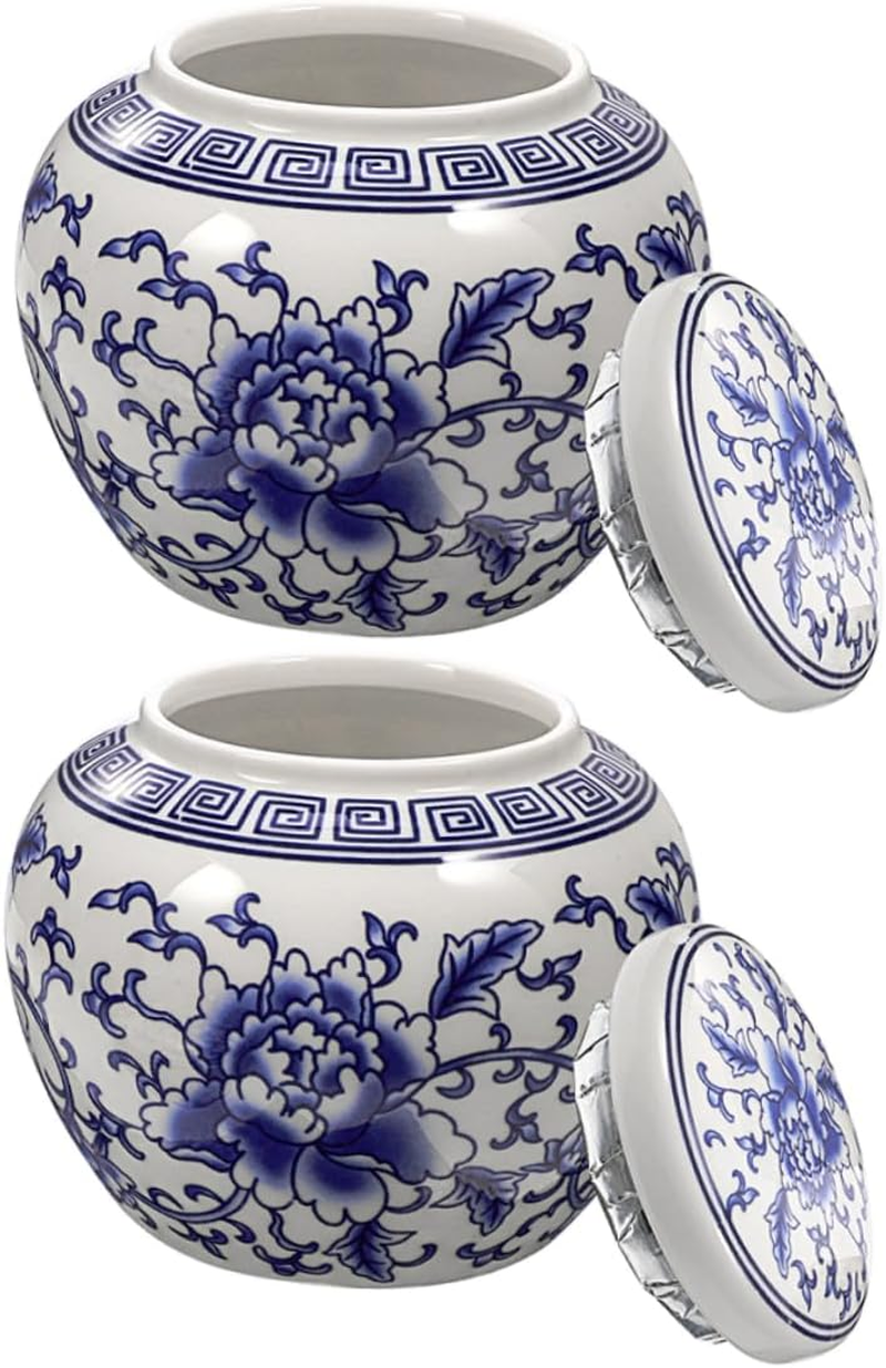 CIYODO 2Pcs Blue and White Porcelain Ceramic Canister Set, Airtight Household Tea and Spice Storage Jars, Traditional Chinese Style Multi-Function Tea Container for Kitchen and Home Use image number 5