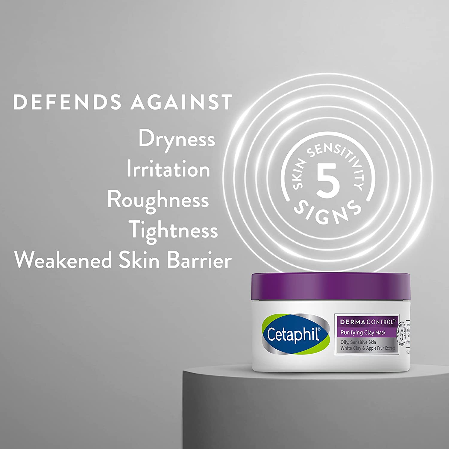 Clay Mask by Cetaphil Pro, Dermacontrol Purifying Clay Face Mask with Bentonite Clay for Blackheads and Pores, Designed for Oily, Sensitive Skin, 3 Oz