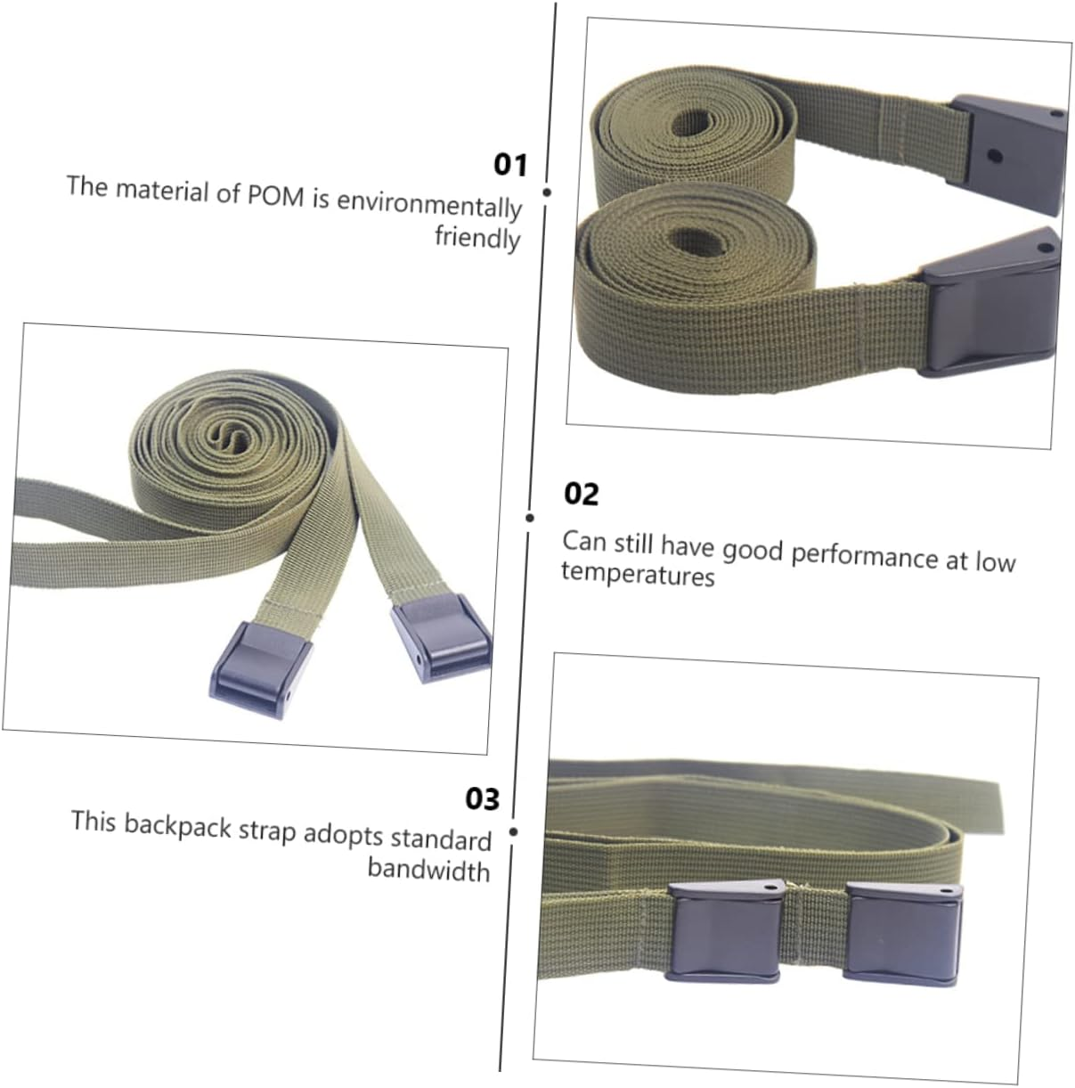 DINHEAROM 3Pcs Camping Lashing Straps Ratchet Buckle Cargo Straps Luggage Tie down Belt Fastening image number 3