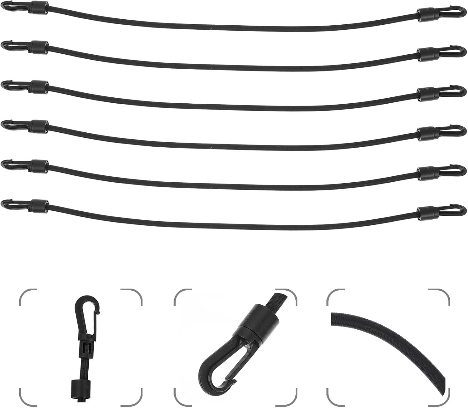 ZUNOXAZ 4 Pcs Elastic Bungee Lashing Straps with Hooks for Luggage Cargo Fastening, Adjustable Rubber Binding Belts for Travel and Camping Gear