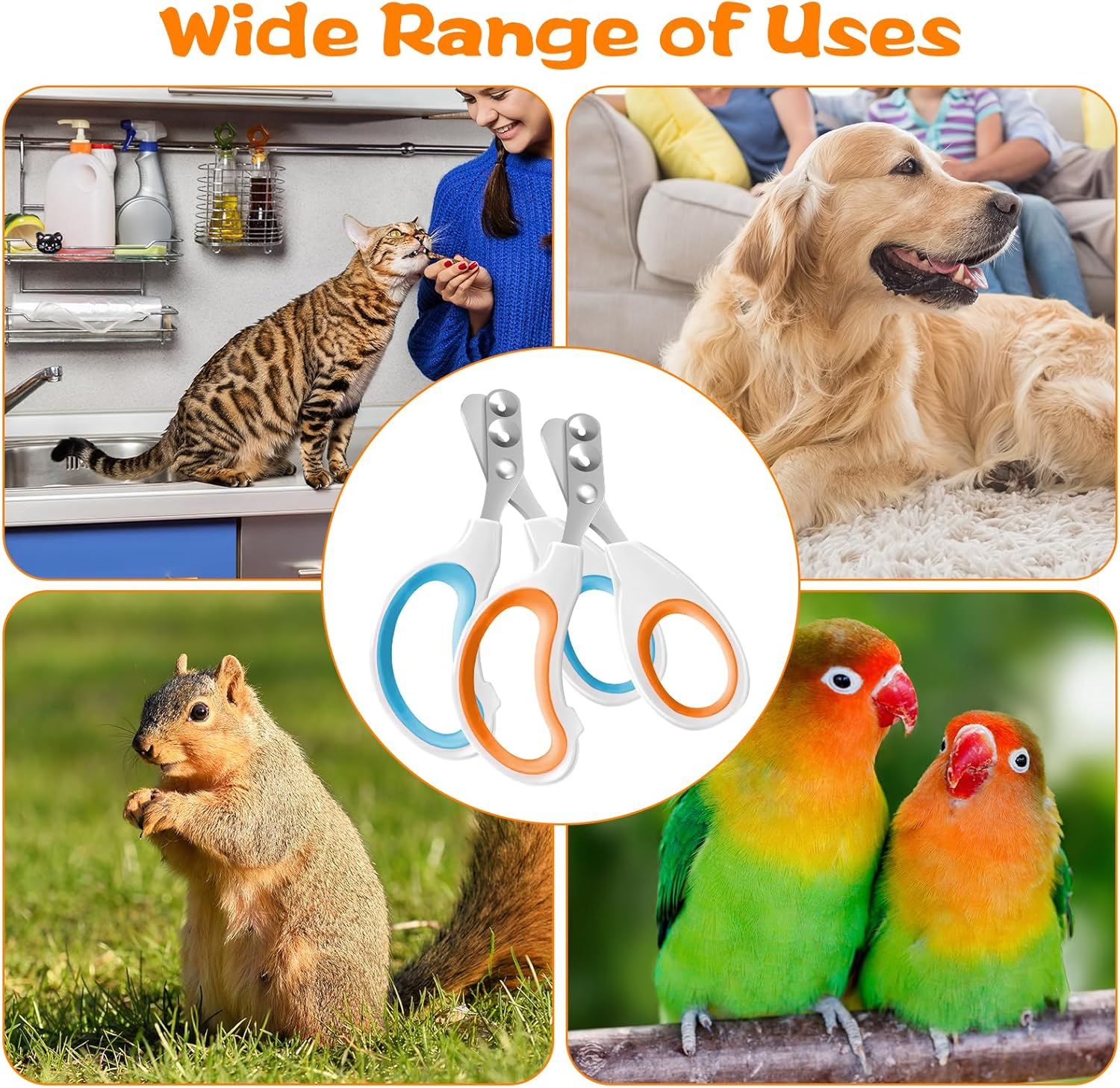 2 Pcs Cat Nail Clipper & Cat Claw Trimmer Set - Dual Hole Design for Safe & Precise Grooming, Professional Cat Claw Clippers for Cats, Kittens, Dogs, Puppies, Rabbits, Birds & Hamsters