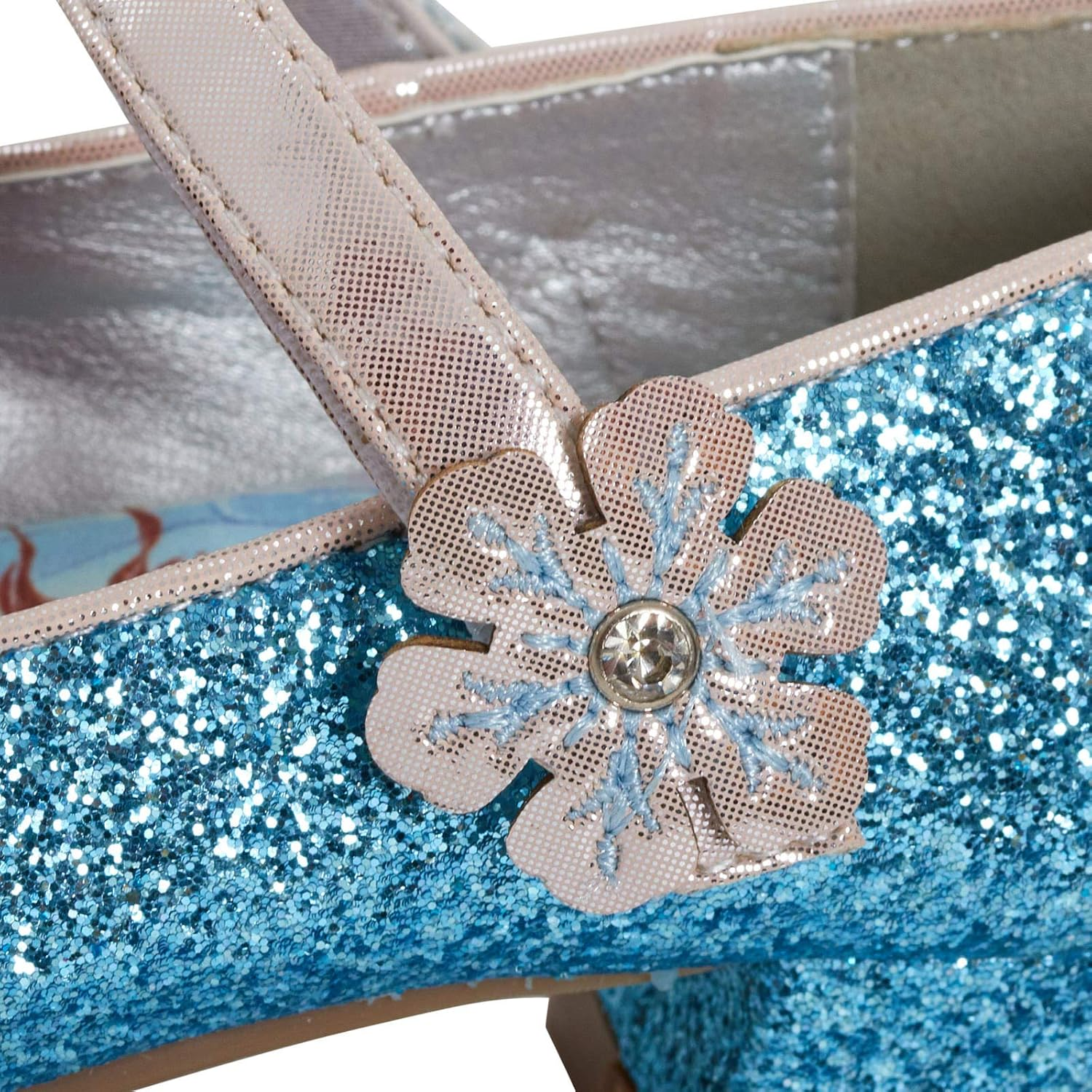Disney Frozen 2 Girls Anna and Elsa Dress up Princess Snow Queen Glitter Shoes Party Low Heels Sandals for Girls Blue Sparkle image number 3