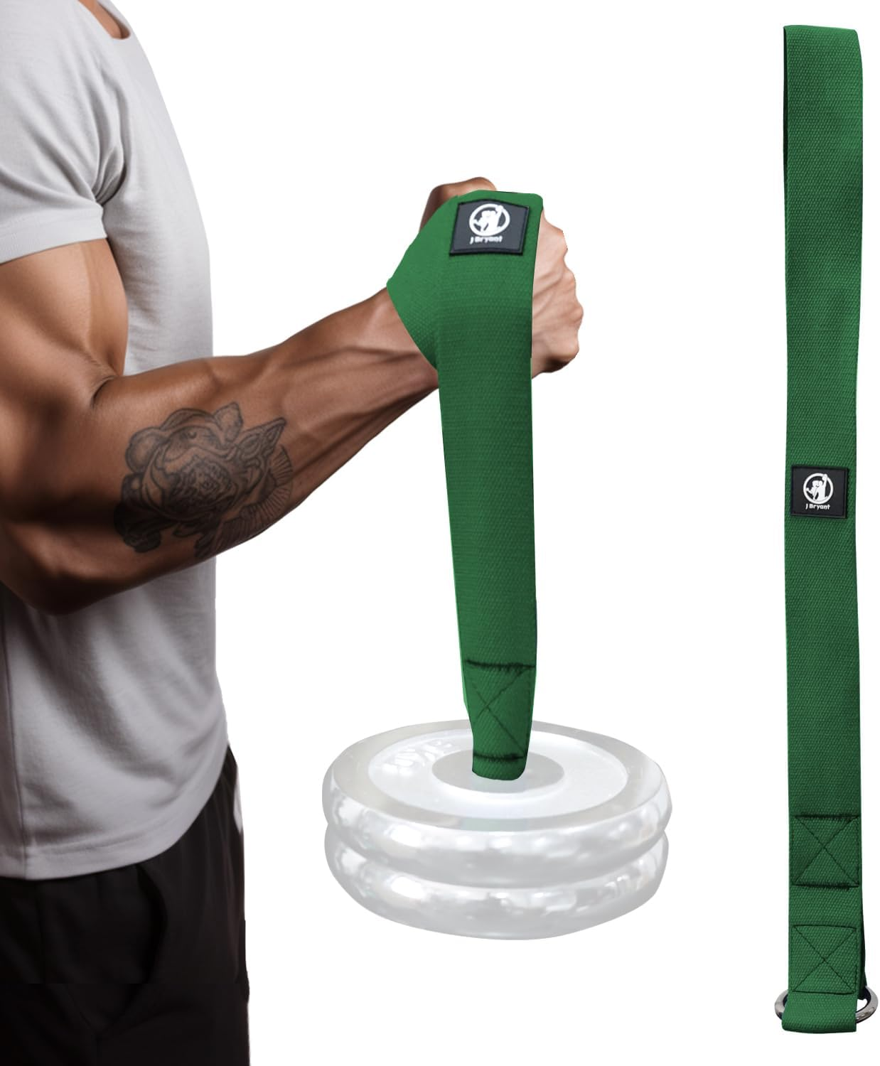 J Bryant Arm Wrestling Training Strap Belt Hand Grip- Ideal for Wrist Forearm and Biceps Workouts Multifunctional Home Gym Fitness Equipment Compatible with 1 Inch and 2 Inches Barbell Plates