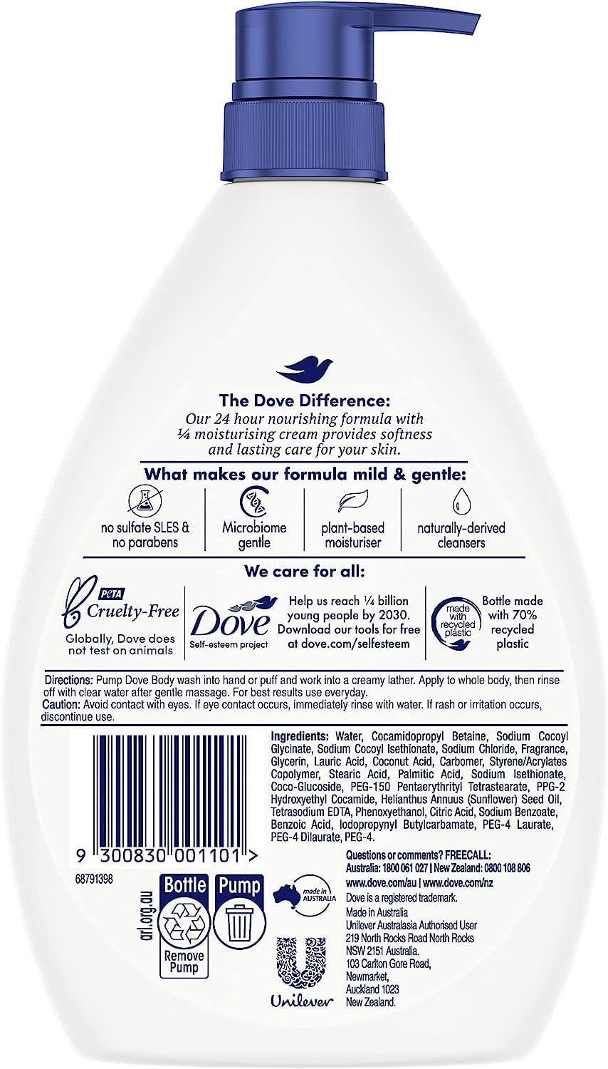 Dove Triple Moisturising Body Wash 3 X 1 L image number 2