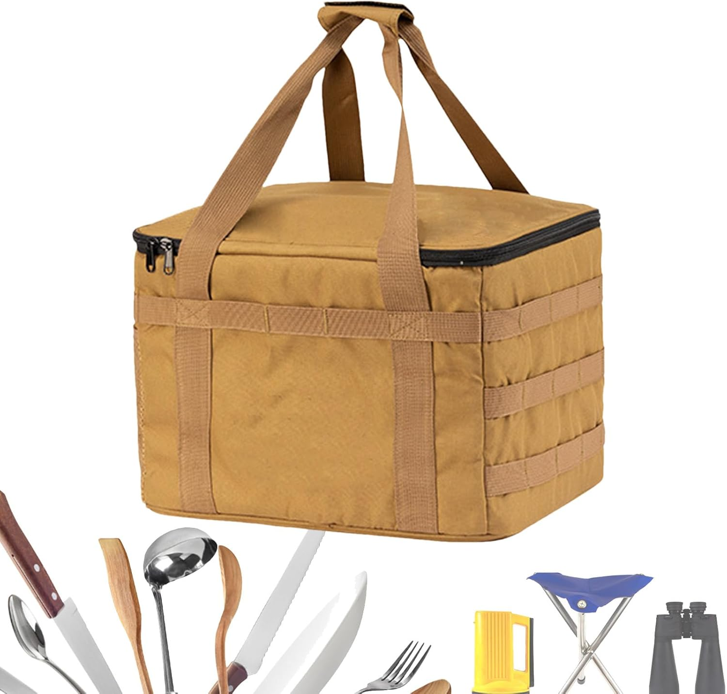 Camping Bag - Camping Capital Bag | Jars Spices Organizers Containers Foldable Puff Bags for Men Women Sports Bags Lightweight Tote Tote Outdoor Campings BBQ Holdall All L image number 5