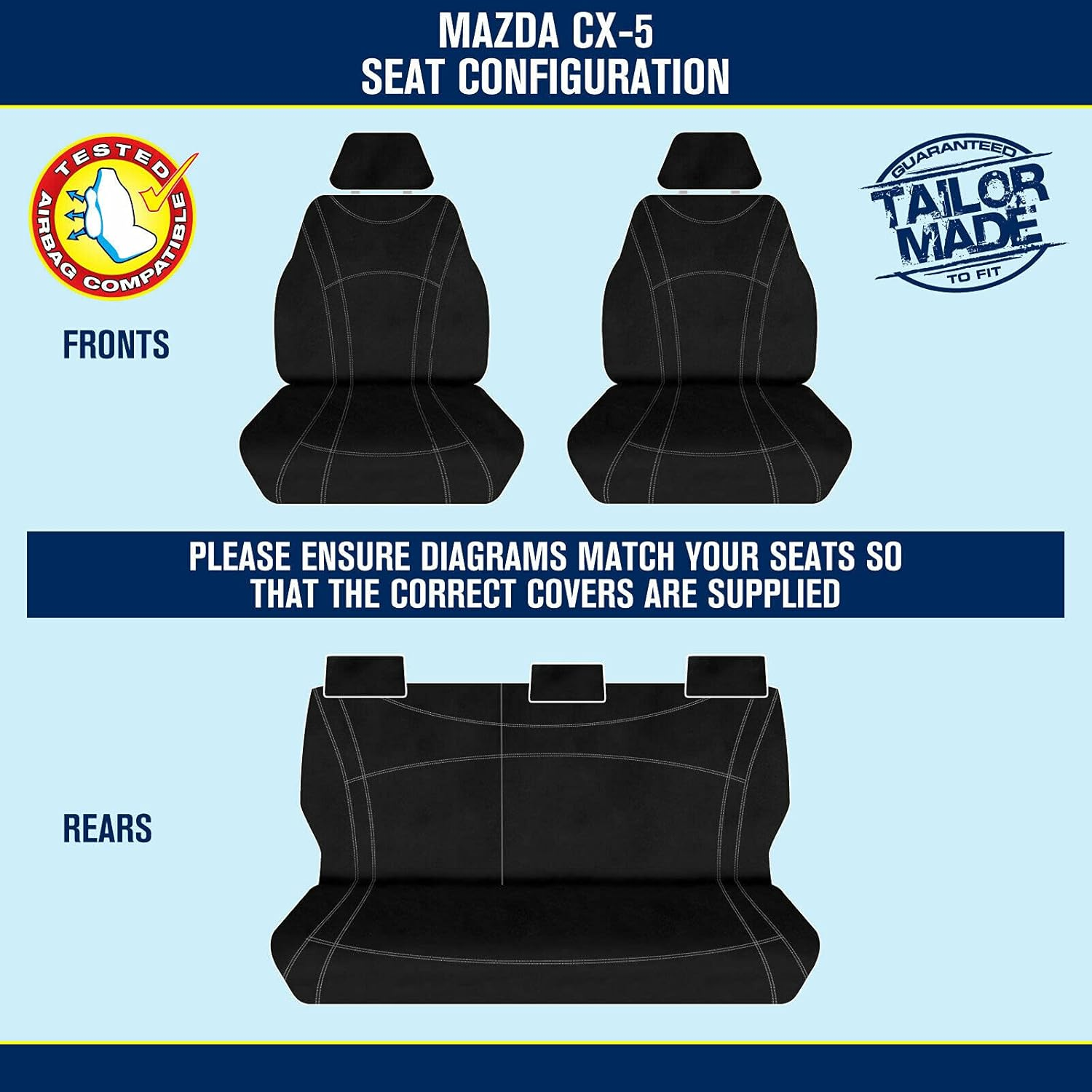 For Mazda CX-5 KE Maxx SUV 2012-2017 Neoprene Front & Rear Seat Covers Custom CX5 image number 2