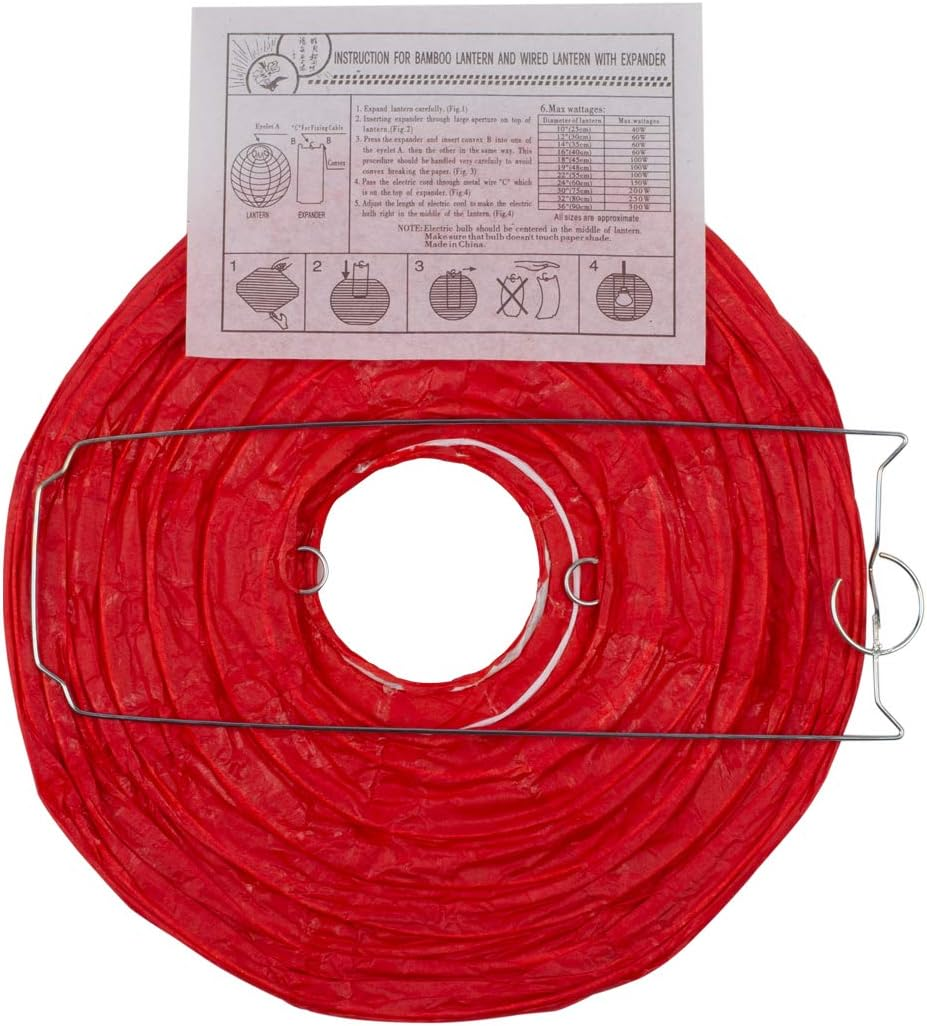 16 Packs Paper round Lanterns Party Hanging Lanterns with Assorted Sizes for Wedding Party Anniversary Decorations (Red) image number 4