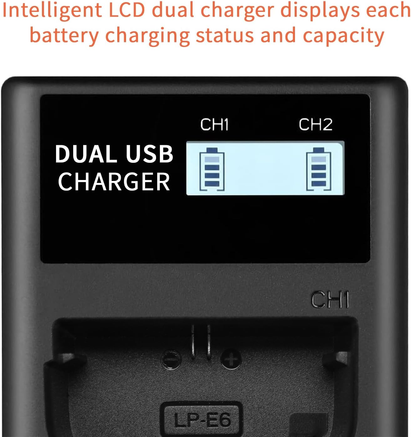 QUMOX LP-E6NH Replacement Battery & USB Charger Set, 2X Pack 2250Mah Replacement for LP-E6 LP-E6NH Battery, Dual Slot USB Charger Compatible with Canon EOS R7 R5 R6 R6 II R, 5DIV, 6DII, 7DII, 80D, 90D