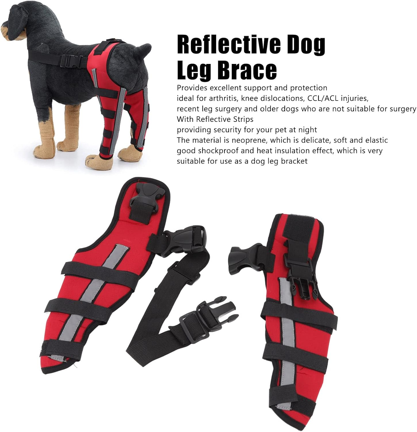 Dog Knee Brace, ACL Support for Leg Stability, Reflective Strips, Neoprene Material, Professional Design, for Large Medium Small Dogs (S) image number 1
