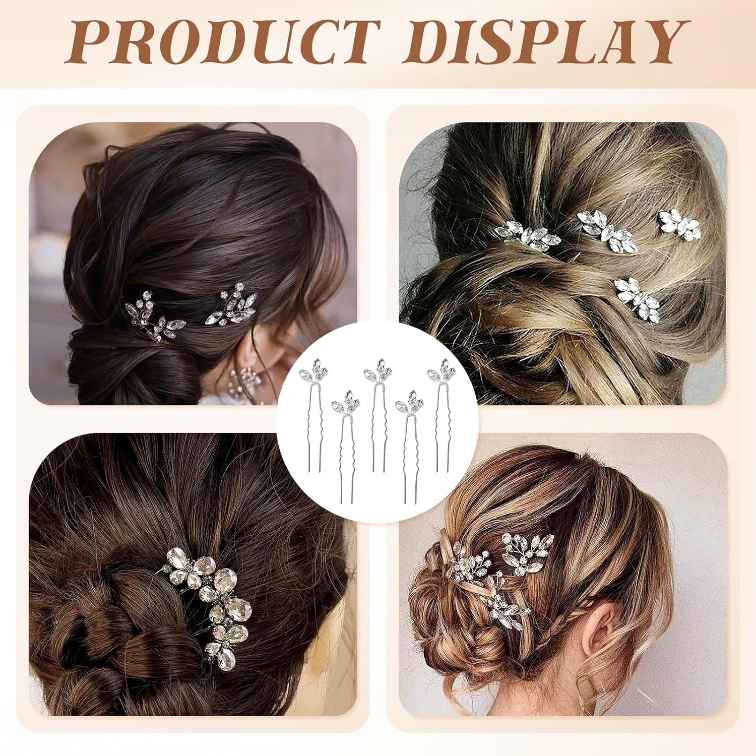 Forcine Capelli Cristallo Confezione Forcine Da- Sposa Eleganti in Oro Con Cristalli E Rhinestone, Accessori Capelli Luminosi per Donne E Ragazze, Ideali per Matrimoni E Occasioni Speciali, 5 Pieces image number 1