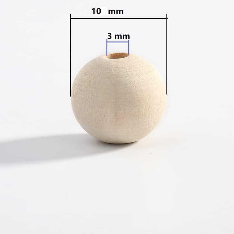 100Pcs DIY Natural Wooden Beads Unfinished round Wooden Loose Beads for Crafts,Bracelet, Big Natural round Ball Wood Beads (10Mm) image number 5