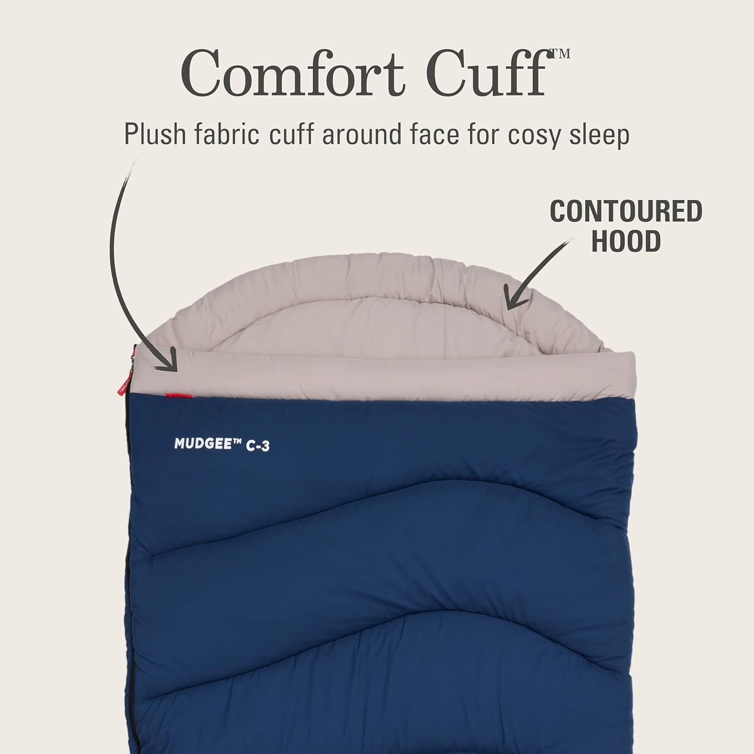 Coleman Mudgee Tall Sleeping Bag | 208X100Cm, All Weather, Polyester Fill with Extra Heat Retention, XL Stuff Sack, Brushed Polyester Shell & Lining, Comfort Cuff for Neck, Snag-Free Zips image number 3