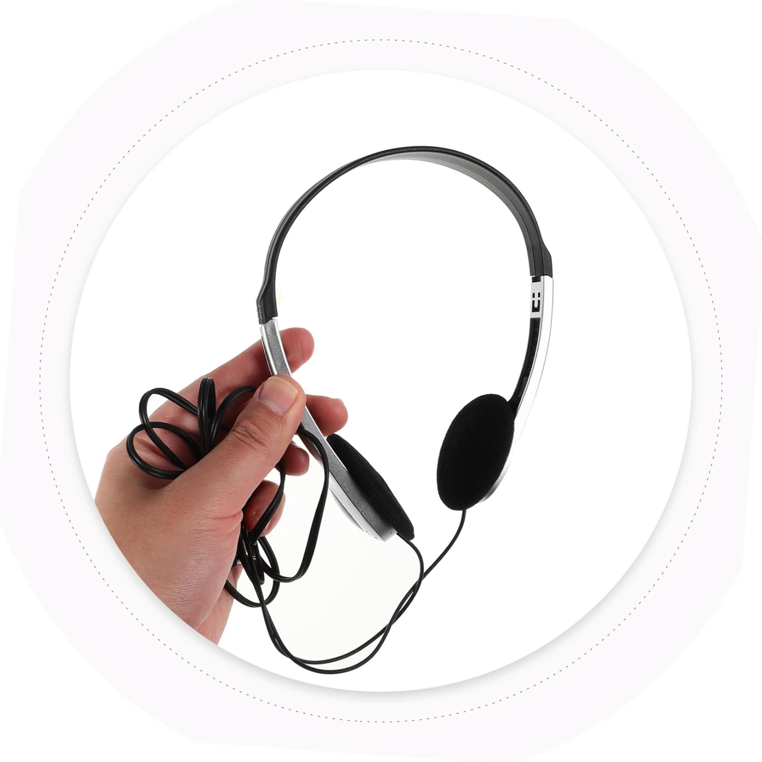 FONDOTIN Retro On-Ear Headphones Silver Finish and 3.5Mm to Type-C Adapter, Lightweight Wired Music Headset Compatible Computers, Cell Phones and Tablets, Comfortable Student and Travel Headphones image number 3