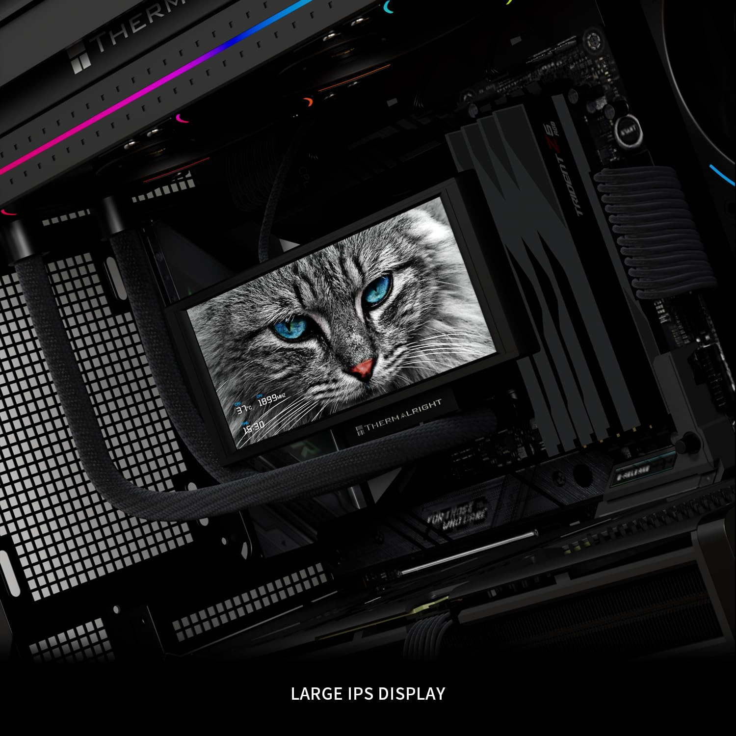 Thermalright Trofeo Vision 360 ARGB Black CPU Liquid Cooler,For Am4/Am5,Intel Lga1851/1700,6.86-Inch Full Colour LCD Display with 1280X480 Resolutions,Magnetic Panel Screen,Diy Dynamic/Static Images - Black image number 6