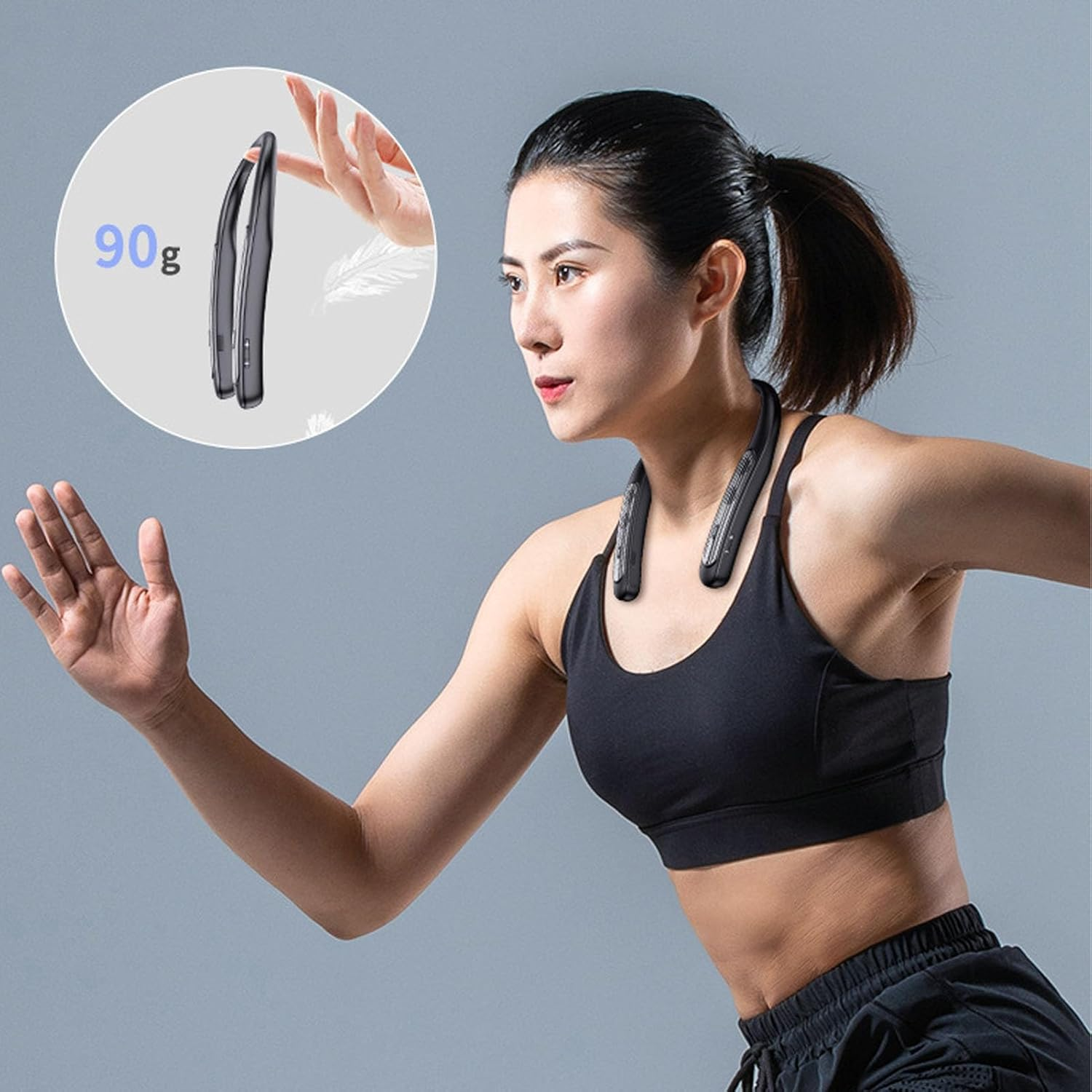 Generic Wireless Neckband Speaker, 3D Stereo Sound Bluetooth Speaker Built in Mic, 12H Playtime Low Latency Portable Wearable Speaker for Home Theater Audio, Gaming, Office, Sports