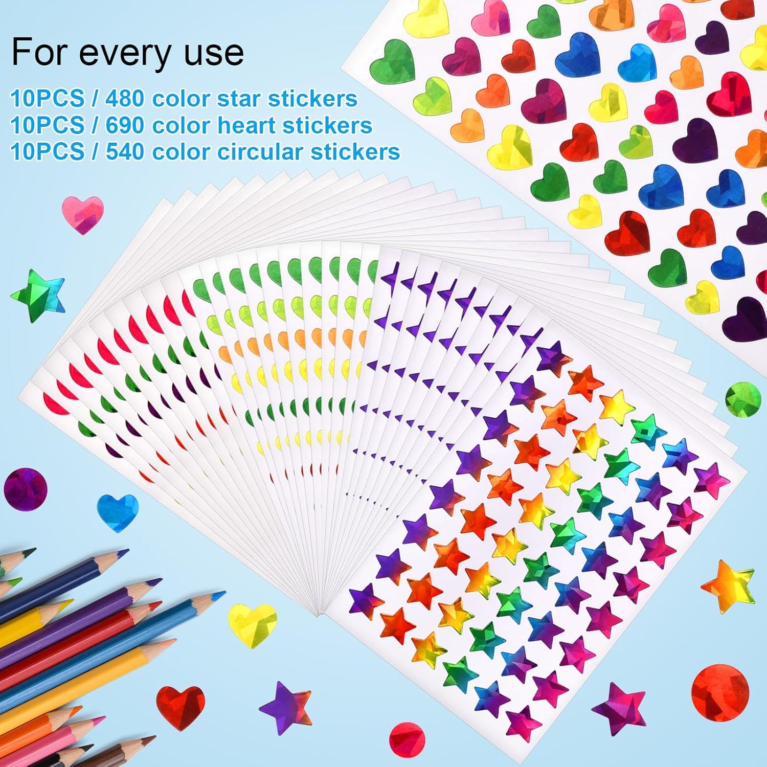 1710 Pcs Star Stickers for Kids Reward, Small Sparkly Holographic Sticker for School Classroom Student Teacher Supplies Behavior Reward Chart and DIY Decoration image number 6