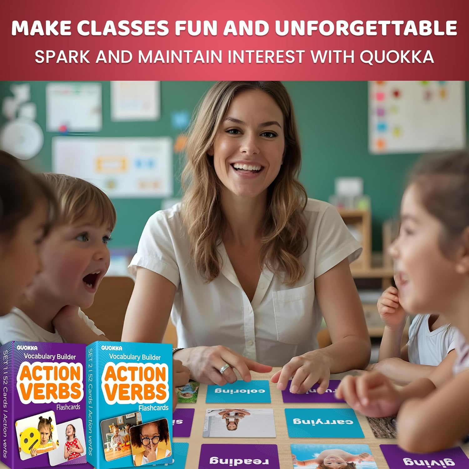 QUOKKA 104 Action Verbs Flash Cards for Speech Therapy Materials ESL Teaching &ndash; Educational Vocabulary Builder with Realistic Images for Kids Adults &ndash; Picture Cards for Speech and Cognitive Learning image number 3