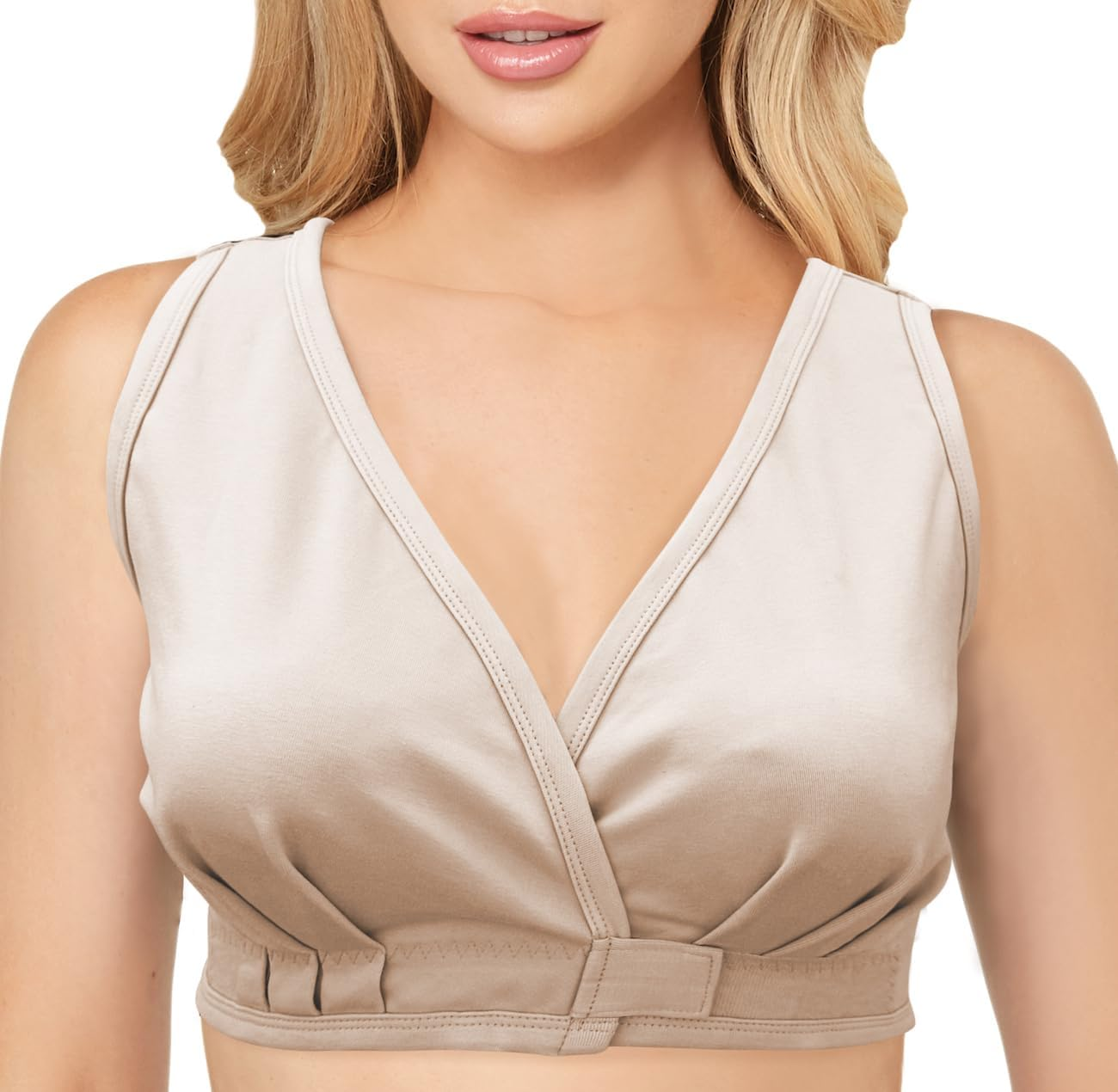 Adaptive Bra with Easy-On Velcro Closure - Arthritis, Post Surgery, Leisure, Sleep, Breastfeeding Bra Nude