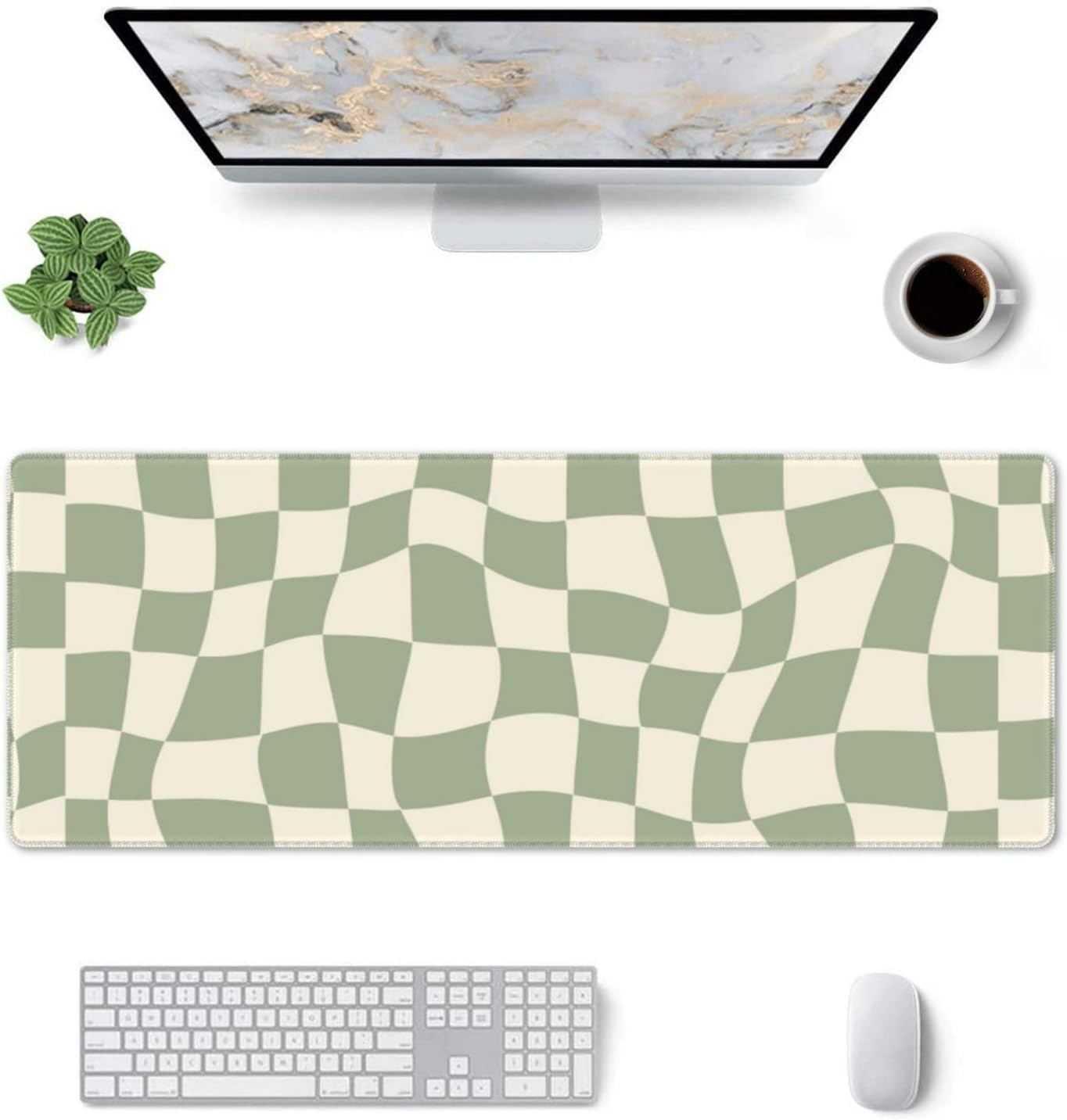 04 Sage Green Desk Mat,Checkered Mouse Pad,Sage Office Supplies,Sage Green Mouse Pad,Xl Mouse Pad 11.8 * 31.5 Inches - 02 Goblincore Mushroom image number 3