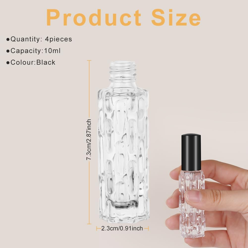 LOPHE Refillable Perfume Atomiser, 4 X 10 Ml, Travel Perfume Atomiser, Mini Perfume for Travel, Bottler, Perfume Bottle, Empty Gifts for Men and Women, Black image number 5