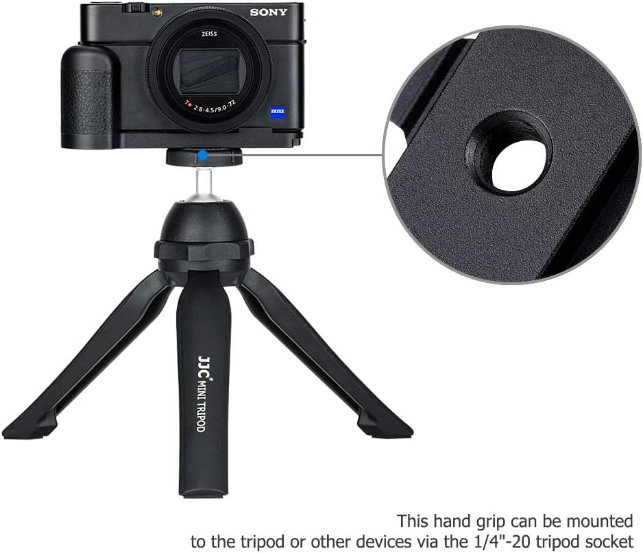 JJC Dedicated Metal Hand Grip L Bracket for Sony RX100 VII RX100M7 Anti-Slip Holder, No Blocking to HDMI Multi Microphone Jack & Battery Memory Card Compartment, Replaces Sony AGR2 Attachment Grip