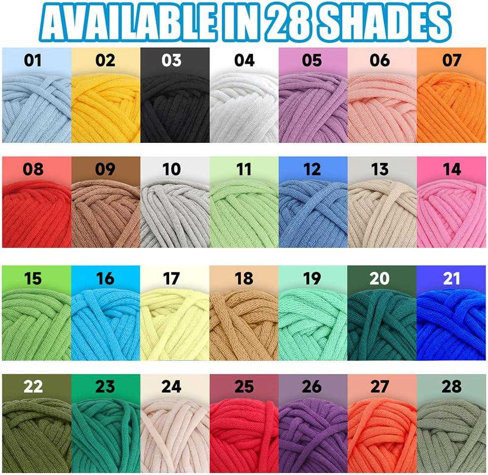 3X60G Yellow+Pink+Blue Yarn for Crocheting and Knitting;3X66M (72Yds) Cotton Yarn for Beginners with Easy-To-See Stitches;Worsted-Weight Medium #4;Cotton-Nylon Blend Yarn for Beginners Crochet Kit image number 4