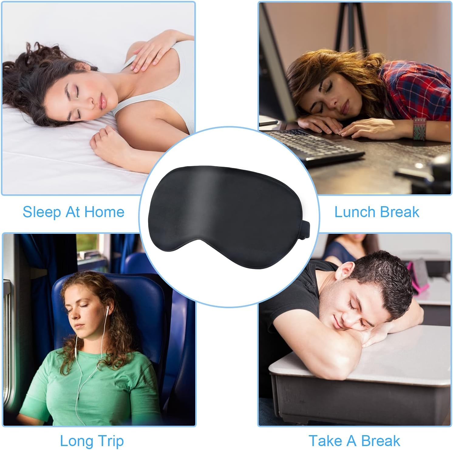 Sleep Mask, Super Soft Eye Masks with Adjustable Strap, Lightweight Comfortable Blindfold,Perfect Blocks Light for Men Women(Black) - Black image number 2