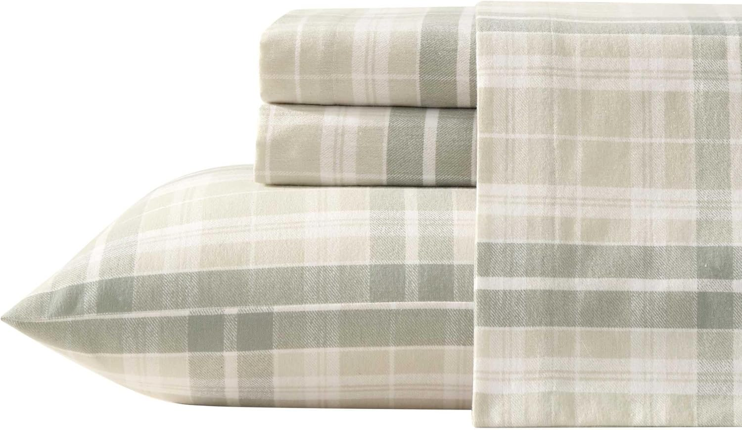 Laura Ashley - Queen Bed Sheets, Cotton Flannel Bedding Set with Matching Pillowcases, Brushed for Extra Softness, Deep Pocket, Oeko-Tex Certified (Mulholland Plaid Green) image number 5