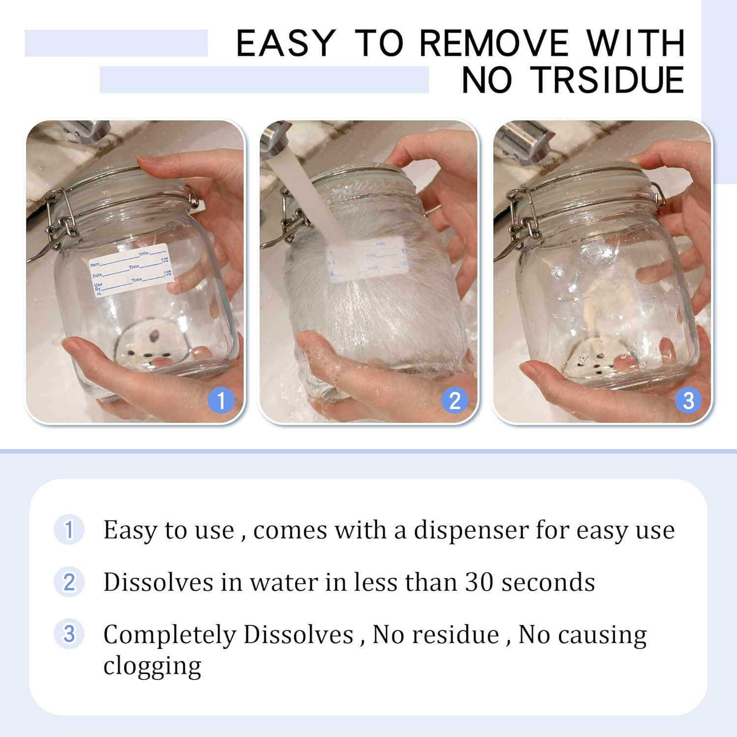 L LIKED 2X1 Dissolvable Labels, 600 Stickers, Use by Food Rotation Labels for Storage and Container (600, Blue) image number 5