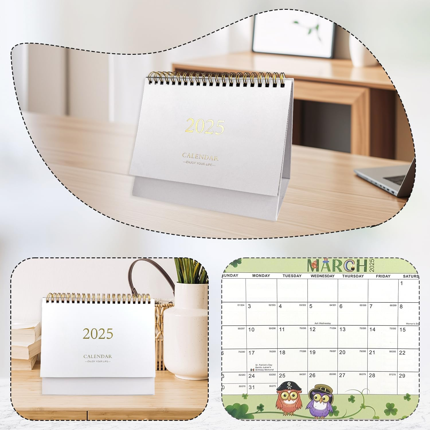 Desk Calendar 2025, Desktop Calendar 2025 Wrendale Calendar 2025 Academic Calendar for School Office Home Desk Table (White) - White image number 6