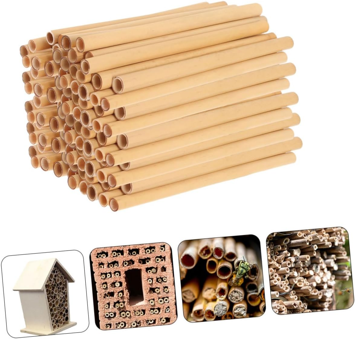 50Pcs Natural Reed Replacement Bee Tubes Nesting Inserts Safe Beekeeping Habitat for Mason Bees Outdoor Garden Pollinator Supplies