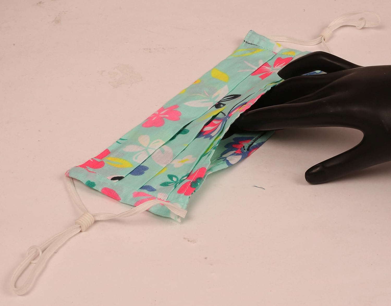 Touchstone Floral Fabric Adjustable Filter Pocket Nose Bridge Double Layer Cotton Face Mask Reusable Washable for Men, Women (Pack of 6). Grey Blue Orange Aqua Pink image number 6