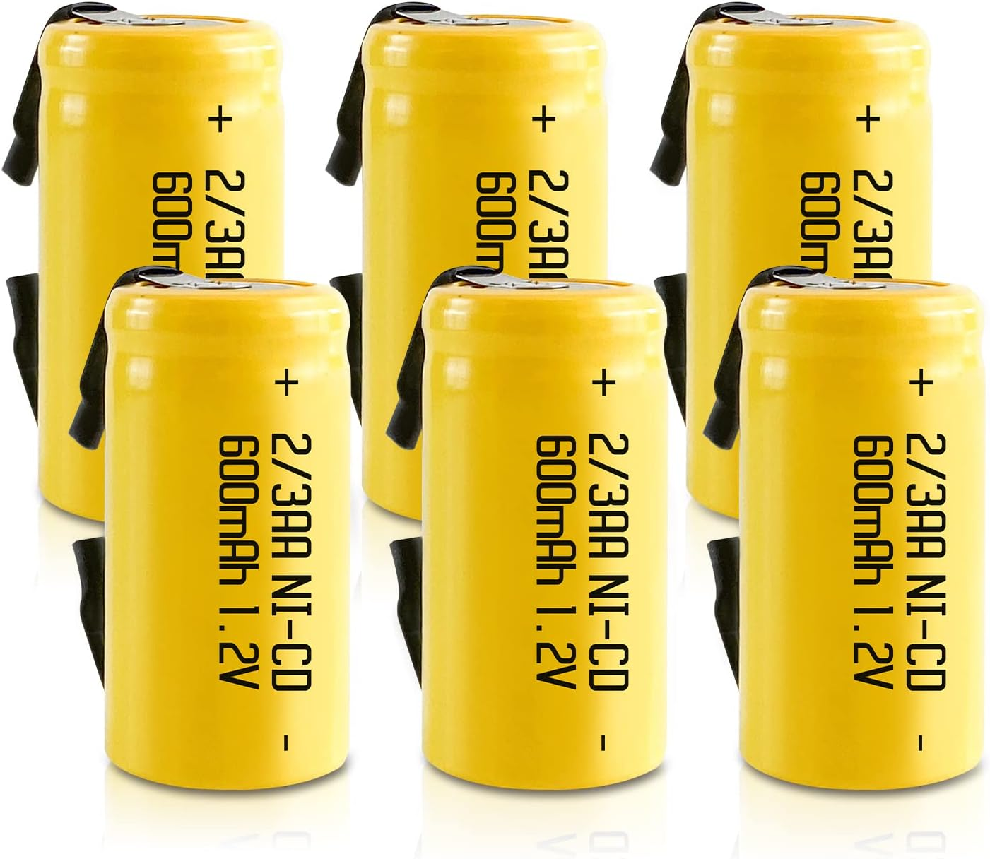 JINTION 2/3 AA Rechargeable AA Ni-Cd 1.2V 2/3AA 600Mah Battery Rechargeable 2/3AA Batteries - 6 Pack(28 * 14Mm) image number 1