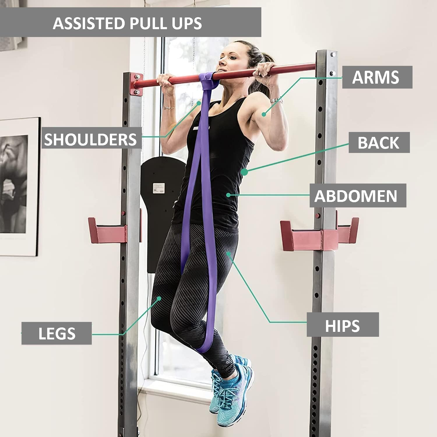 Essential Power Bands Set,5 PCS Durable Resistance Loop Bands with Handles Heavy Duty Pull up Assist Bands Straps,Improve Body Mobility and Strength,Fitness Bands Perfect for Yoga Workout image number 6