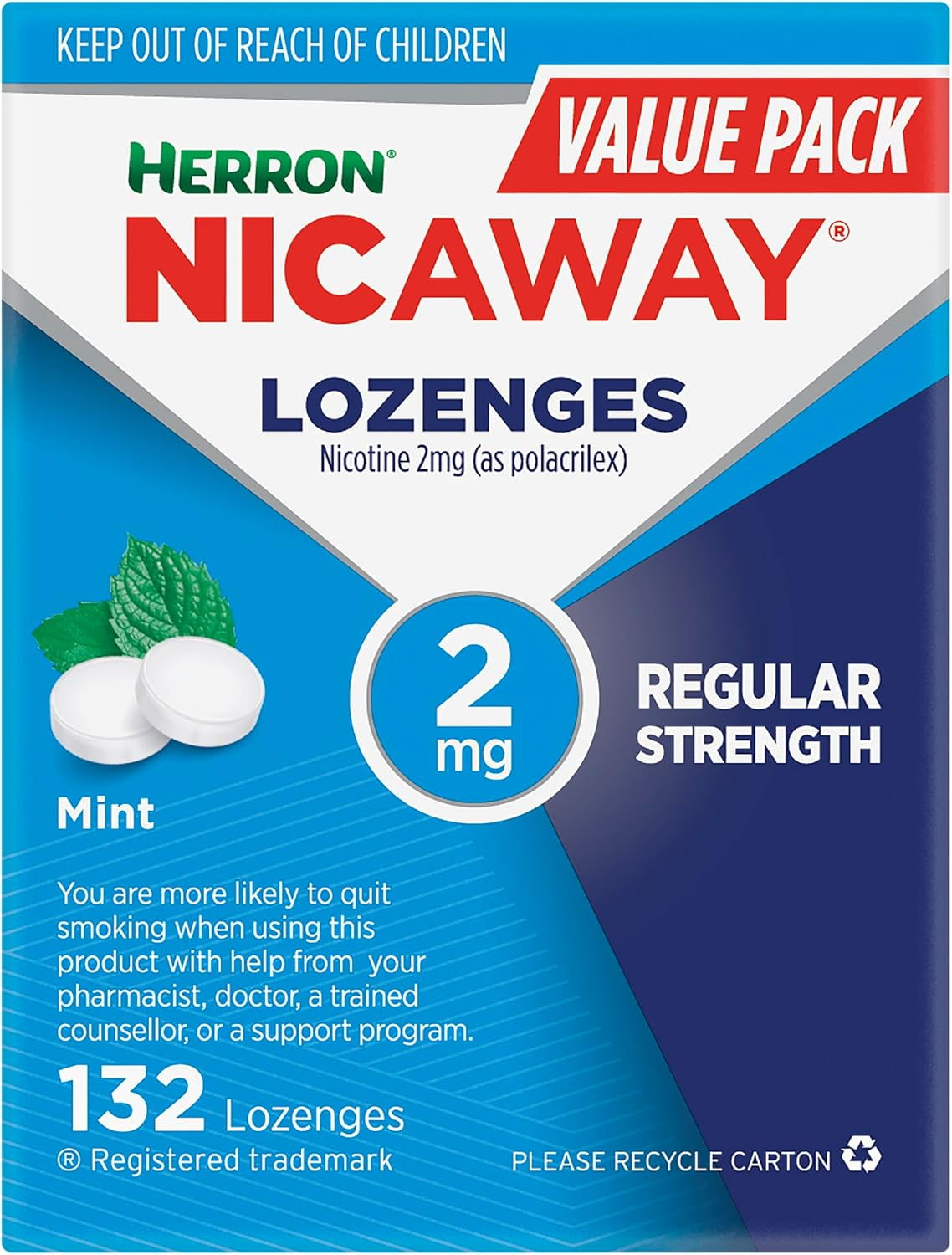 Nicaway 2Mg Stop Smoking Mint Lozenge (Pack of 132) image number 1