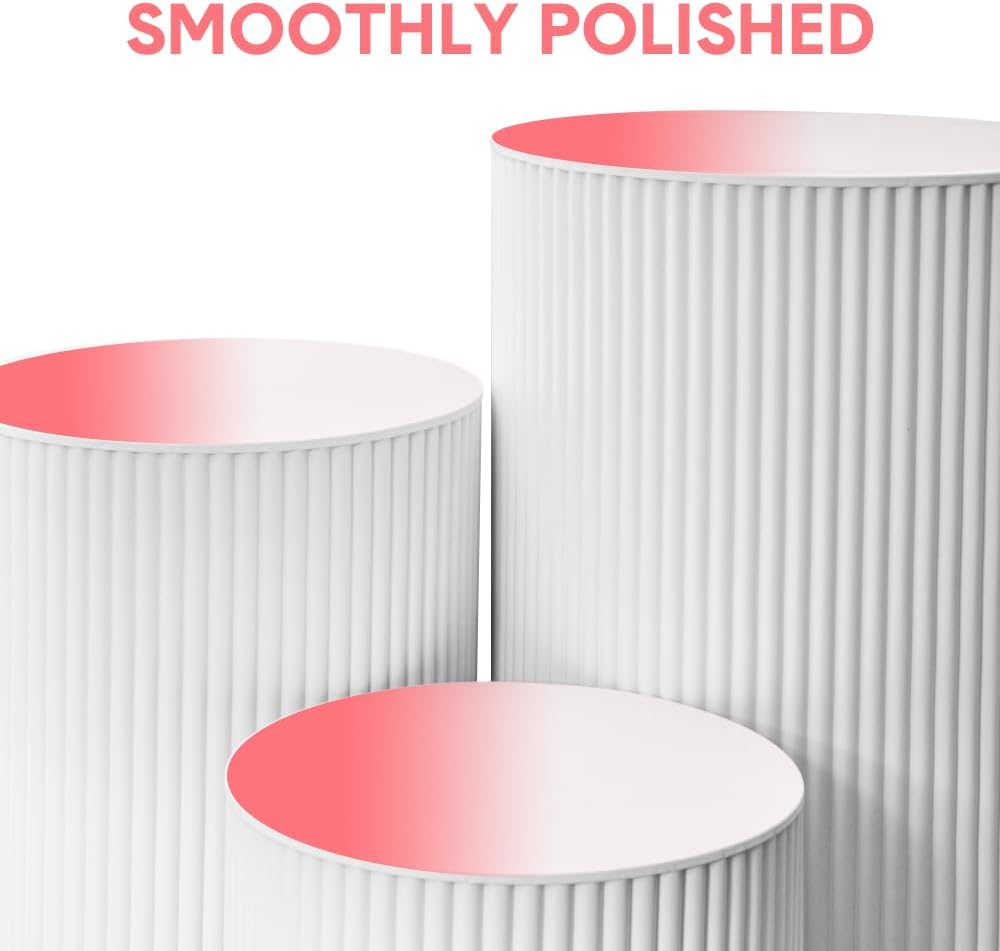 ALSTON 3PCS Wedding Plinth Metal Cylinder Pedestal Stand round Pillars Decoration Table for Party Birthday Wedding D&eacute;cor Cake Flower Display 60/75/90Cm White