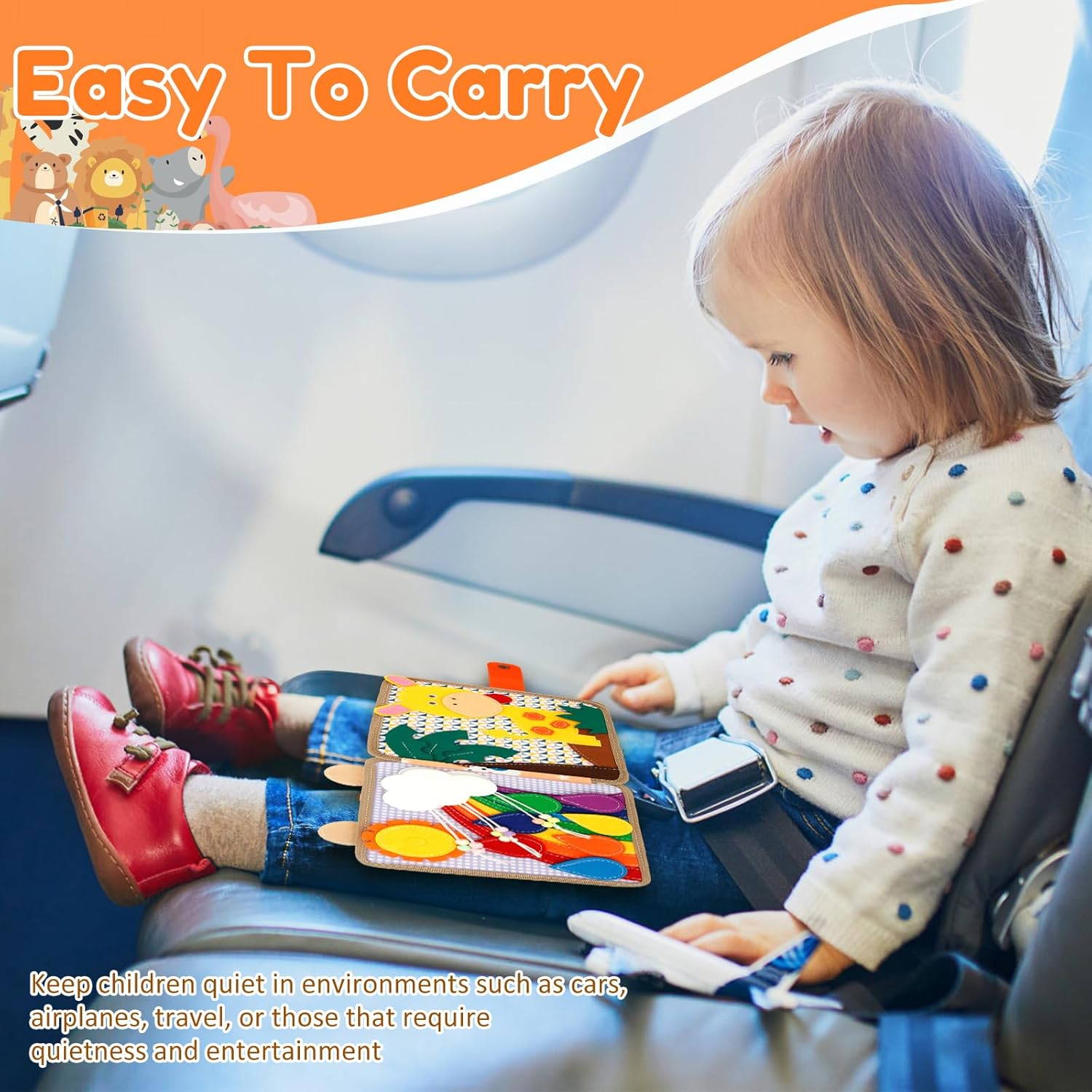 Quiet Book for Toddlers 1-3, Quiet Activity Book, Montessori Busy Board for Boy Girl, Educational Sensory Learning Toys, Animals Sensory Books, Felt Book Toddler Travel Toys image number 3