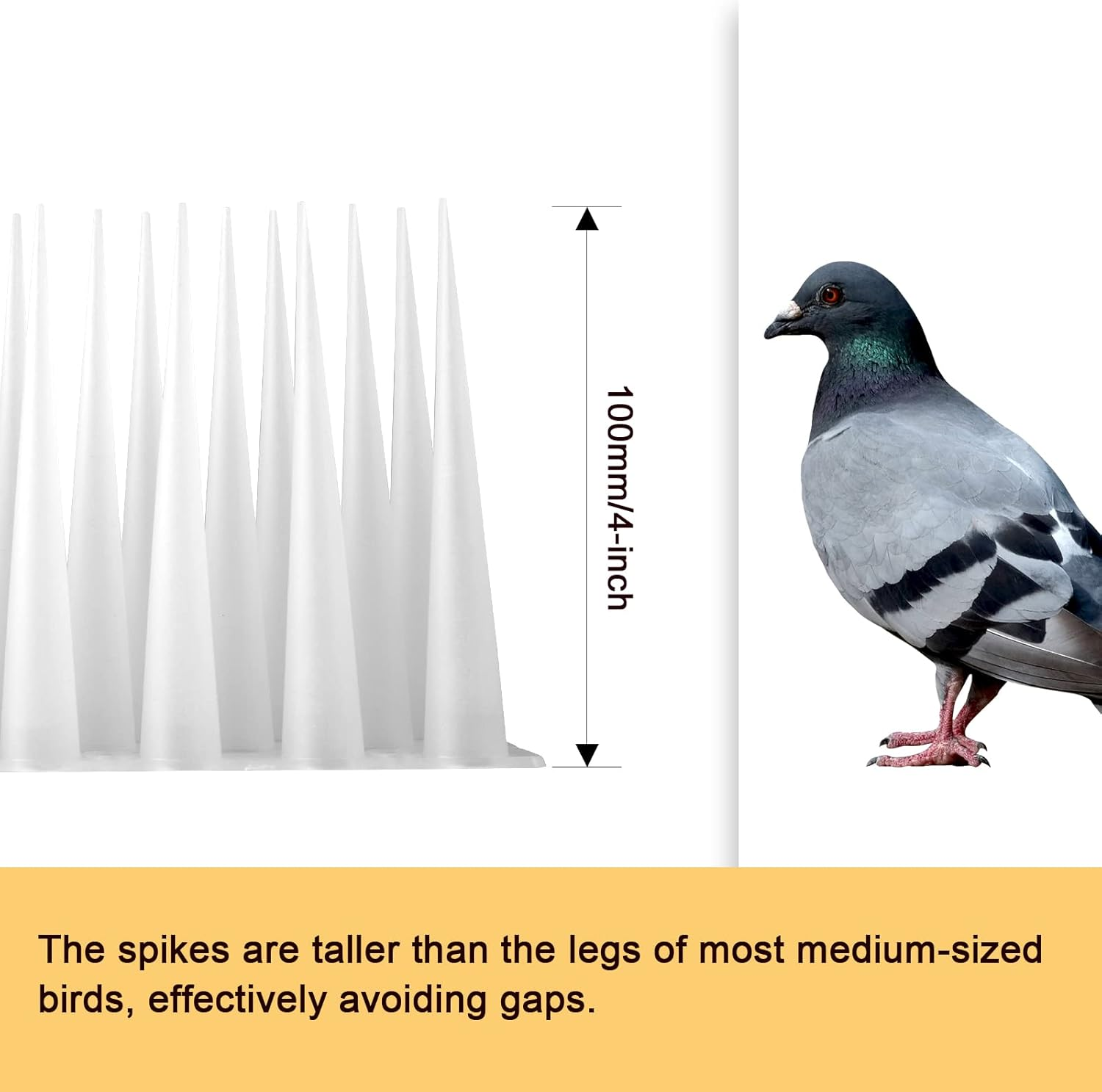 OFFO Bird Spikes Pigeon Outdoor Spikes 10Cm High for Cat Keep Birds Raccoon Woodpecker Away Covers 2.44M(8 Feet), Frosted Clear image number 5