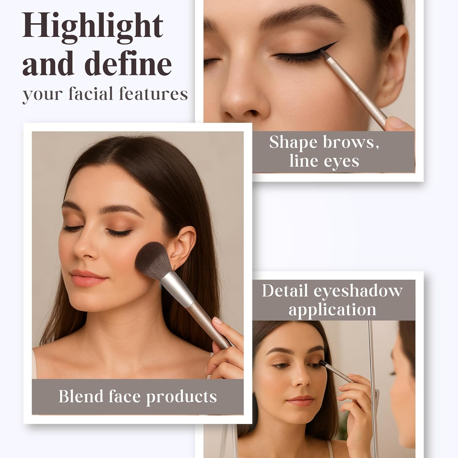 Makeup Brush Set (15 Pieces) - Includes Foundation, Powder, Concealers, Highlighter, Contour, Eye Shadows & Blush Makeup Brushes - Face & Eye Make up Brushes with Synthetic Bristles image number 2