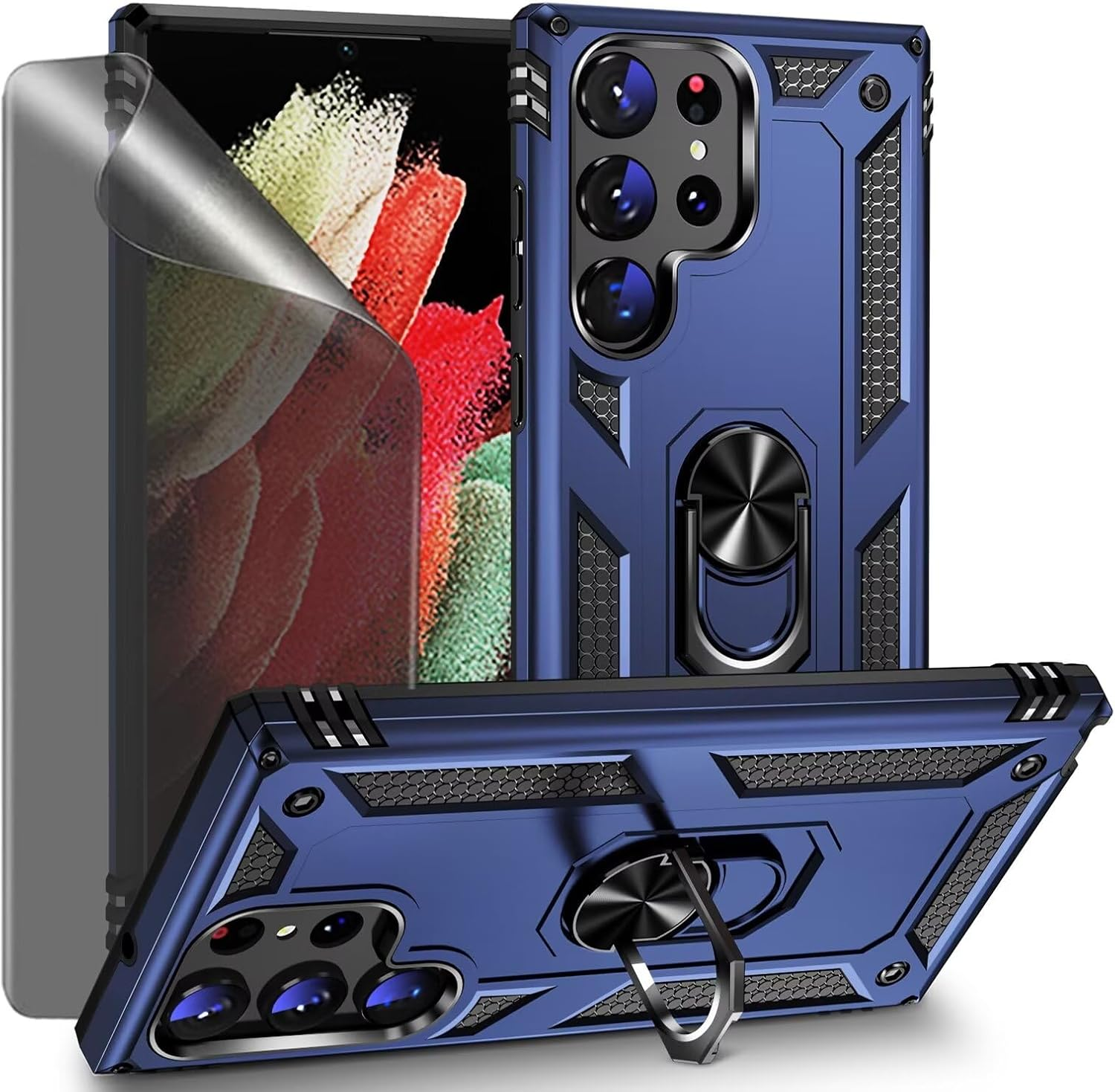 CLYDITE Case for Samsung Galaxy S22 Ultra Case Rose Gold Mobile Phone Case with Anti-Spy Privacy Protection Film Privacy Screen Protector